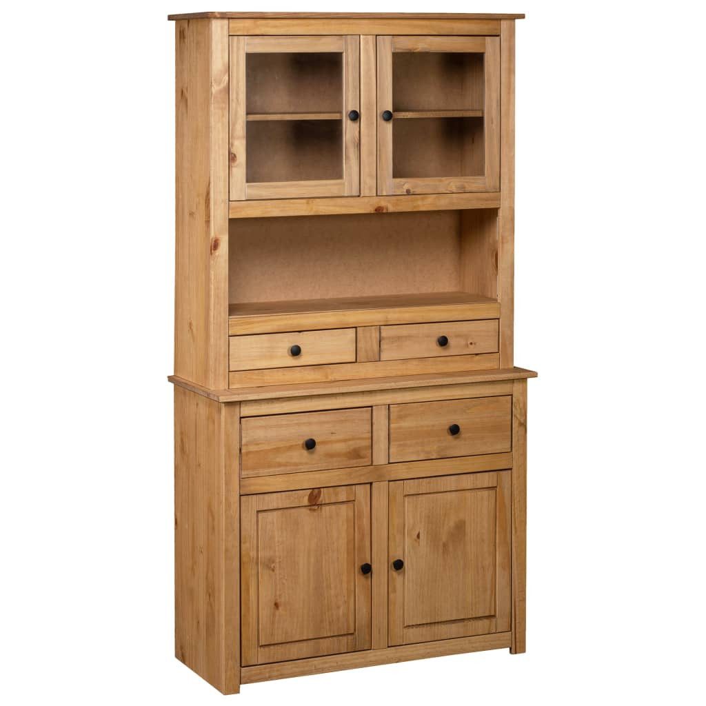 vidaXL Highboard NA Highboard 93x40,5x180 cm Kiefer Massivholz Panama Serie Glas Vitrin