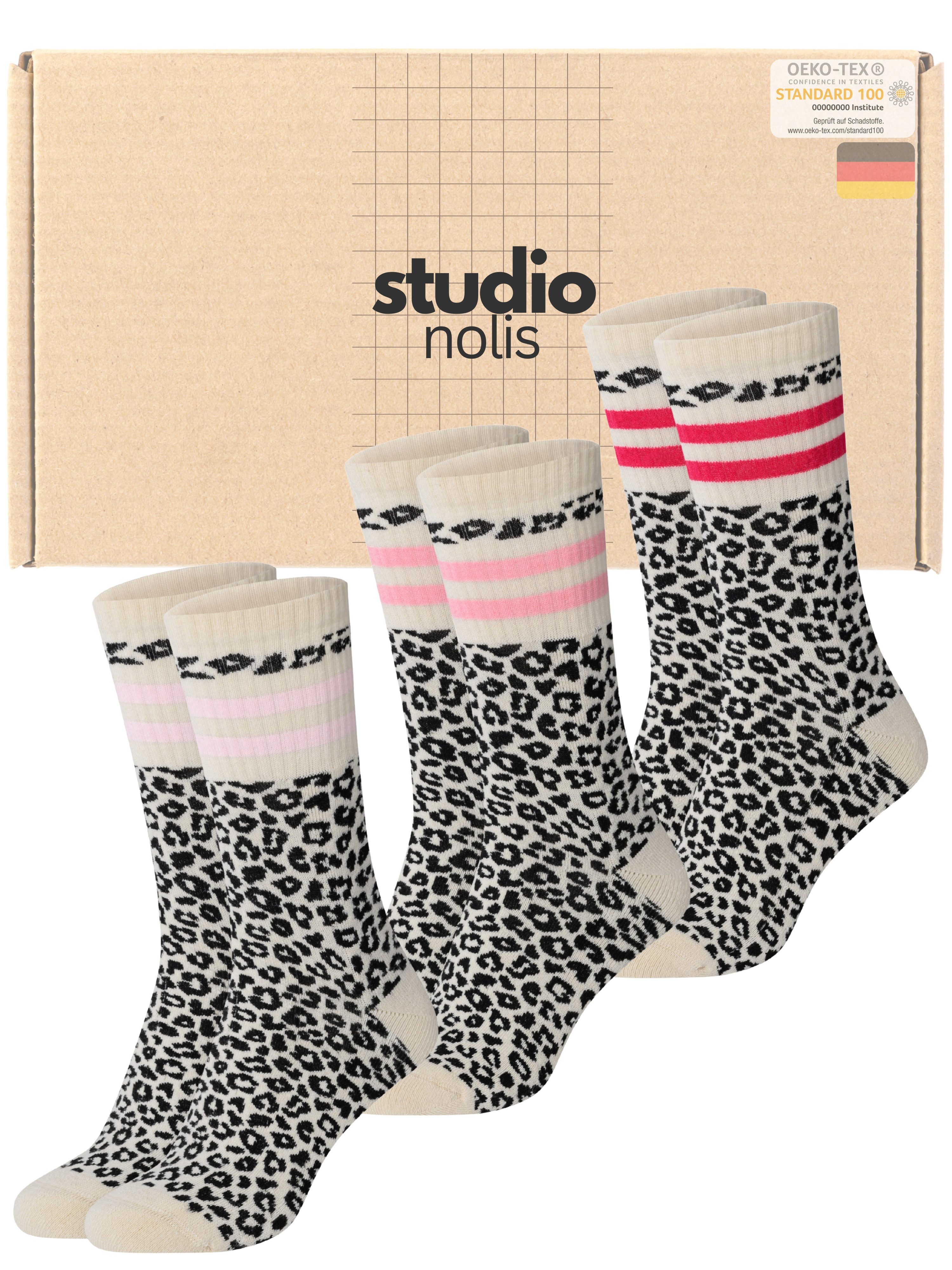 Studio Nolis Tennissocken All Leo Socken Crew Socks Baumwolle (Set, 3 Paar)