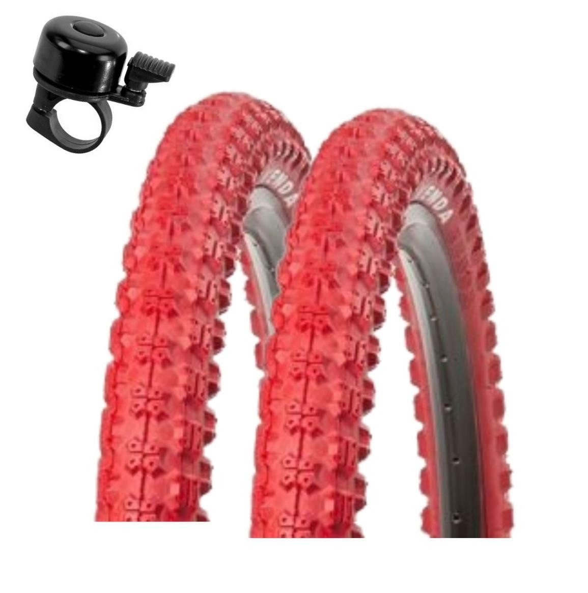 maxxi4you Fahrradreifen 2 x Kenda K-50 BMX 20 x 2,125 (57-406) Rot inkl. Fahrradklingel