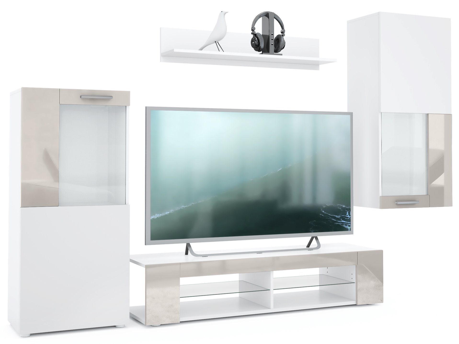 Absetzungen in Sandgrau Hochglanz