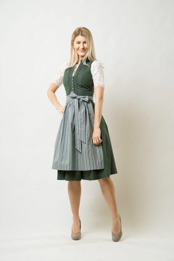 Nübler Trachtenkleid Dirndl midi Jette in Petrol von Nübler 2 teiliges Set günstig online kaufen
