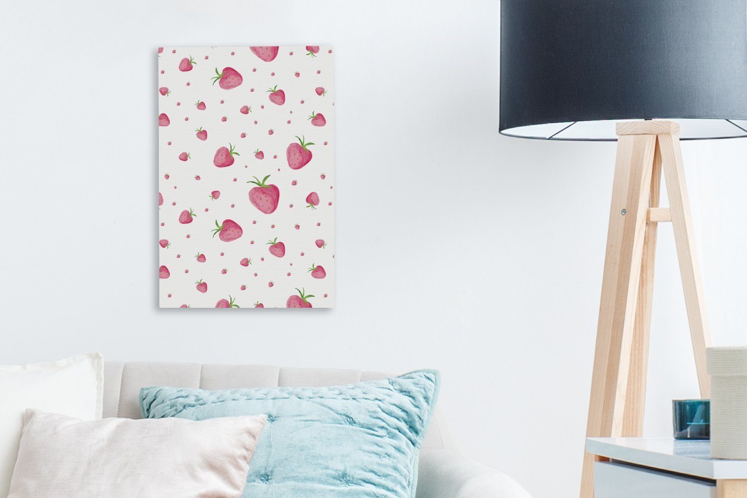 Leinwandbild 20x30 Zackenaufhänger, Erdbeere OneMillionCanvasses® (1 - Weiß fertig Aquarell, bespannt Gemälde, Leinwandbild St), - Obst cm inkl. -