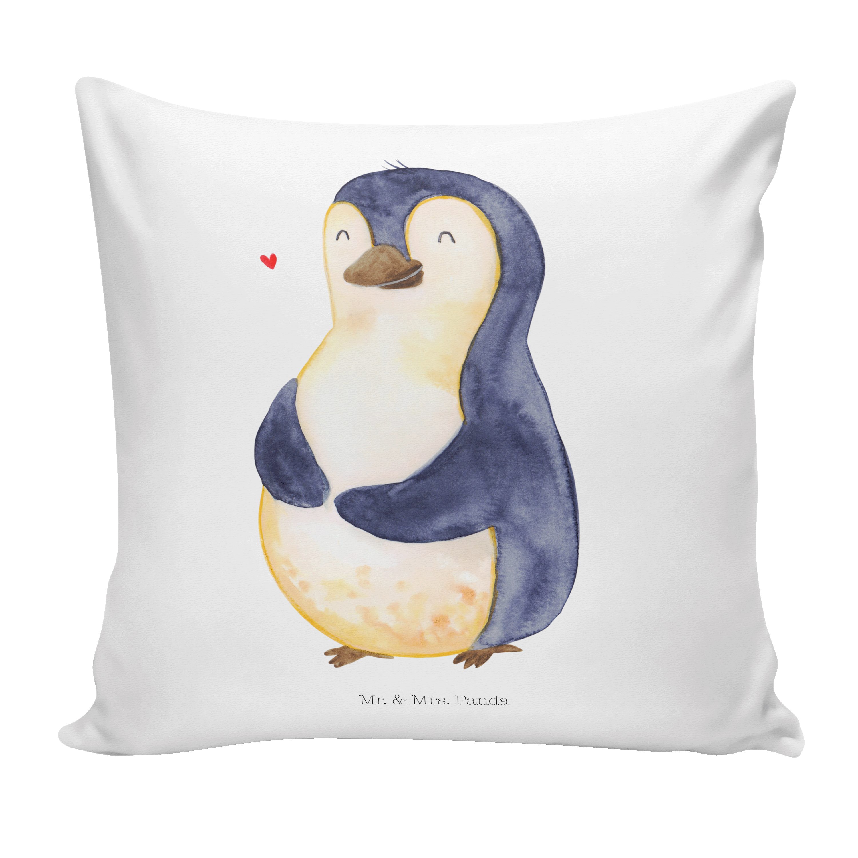 Mr. & Mrs. Panda Dekokissen Pinguin Diät - Weiß - Geschenk, Abnehmen, Kissenhülle, Dekokissen, di