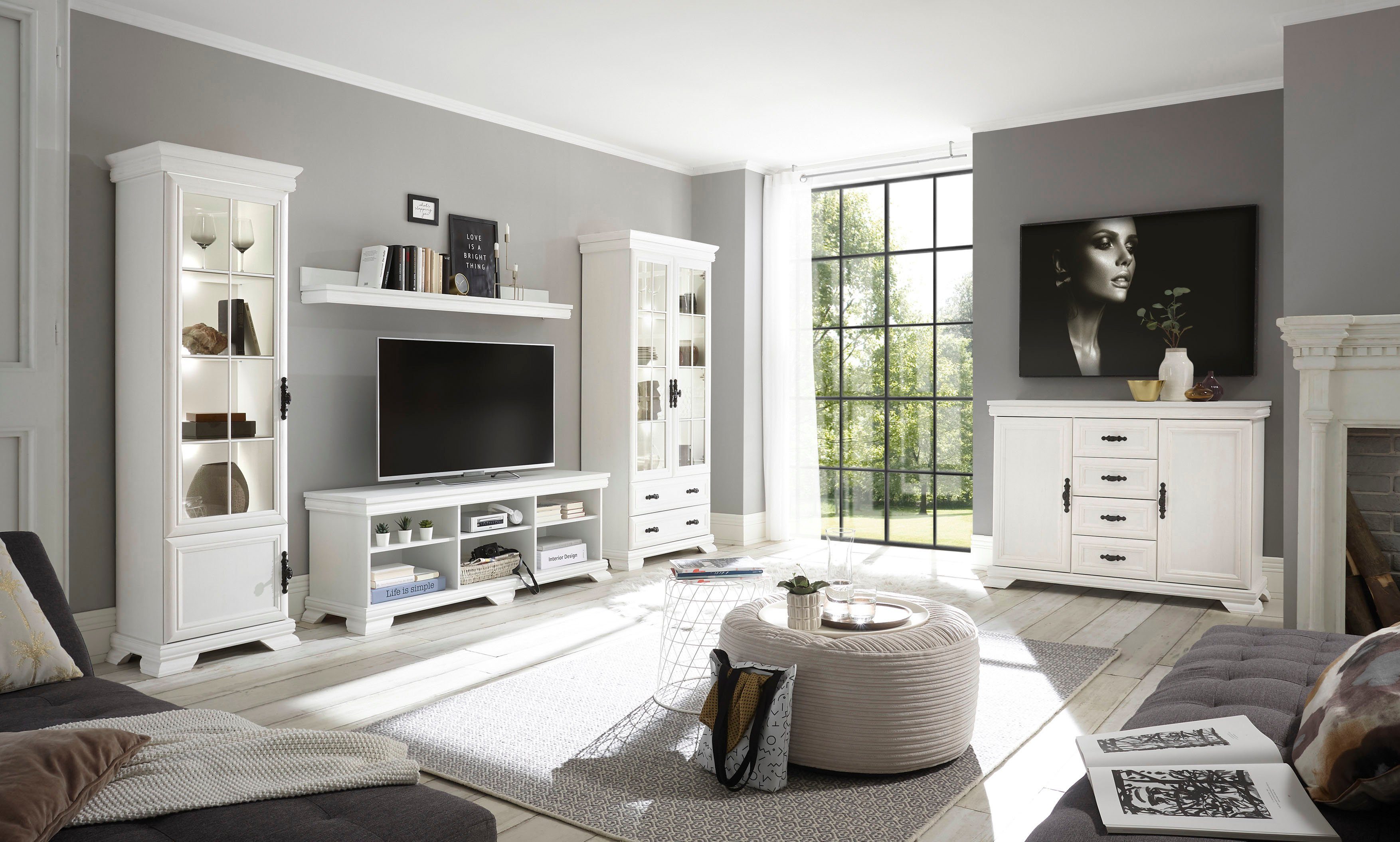 OTTO home Wohnwand Royal, (4-St), Bestehend aus 2 Vitrinen, 1 Lowboard und 1 Wandregal