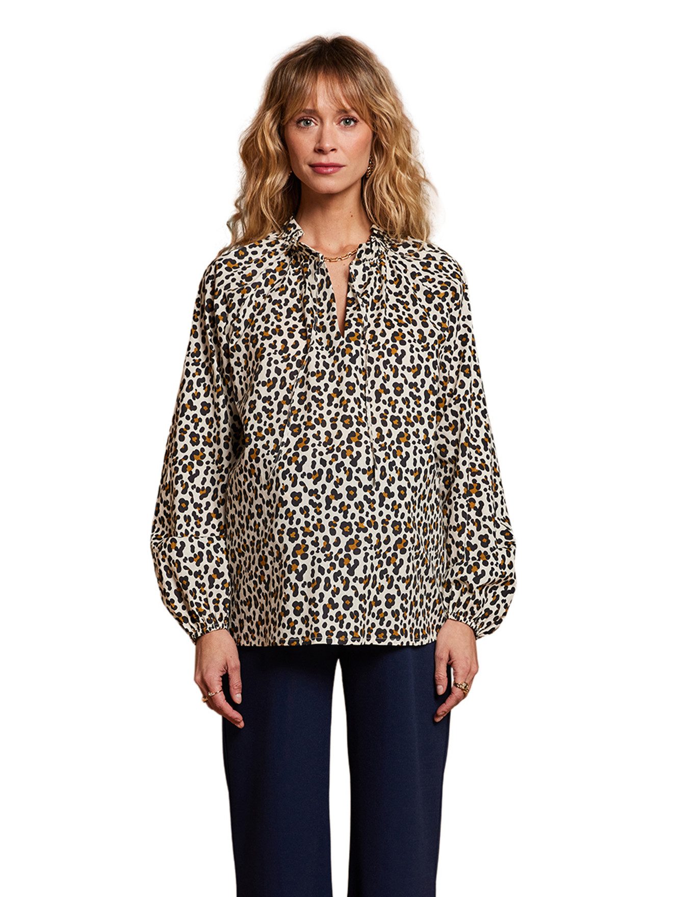 Envie de Fraise Umstandsbluse Umstandsbluse mit weiten Ärmeln in Leo-Print