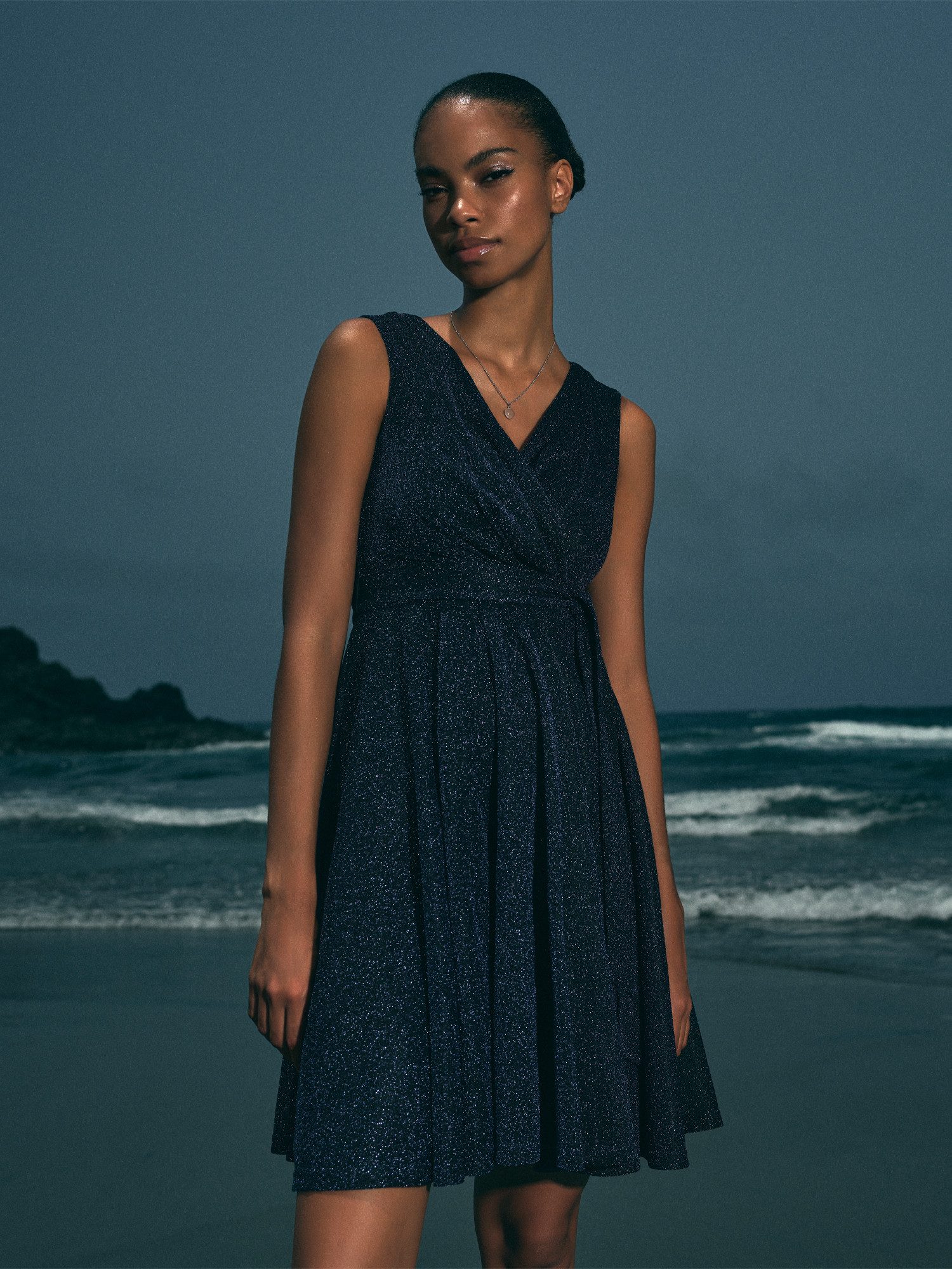 Apricot Partykleid Skaterkleid (2-tlg) mit Taillenband und Lurex günstig online kaufen