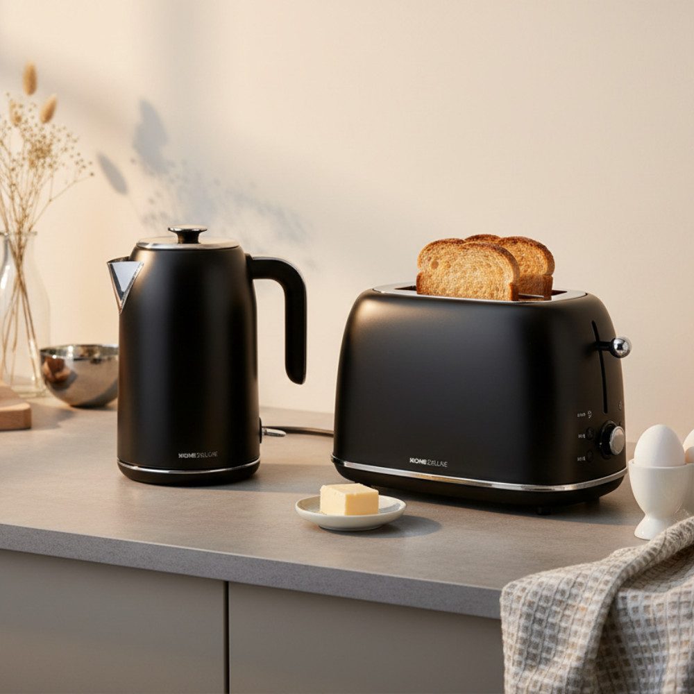 HOME DELUXE Frühstücks-Set Wasskocher/Toaster - wählbar (1-tlg), Nur Wasserkocher, 1.5 l 2200 W integrierter Hitzeschutz, Retro Optik