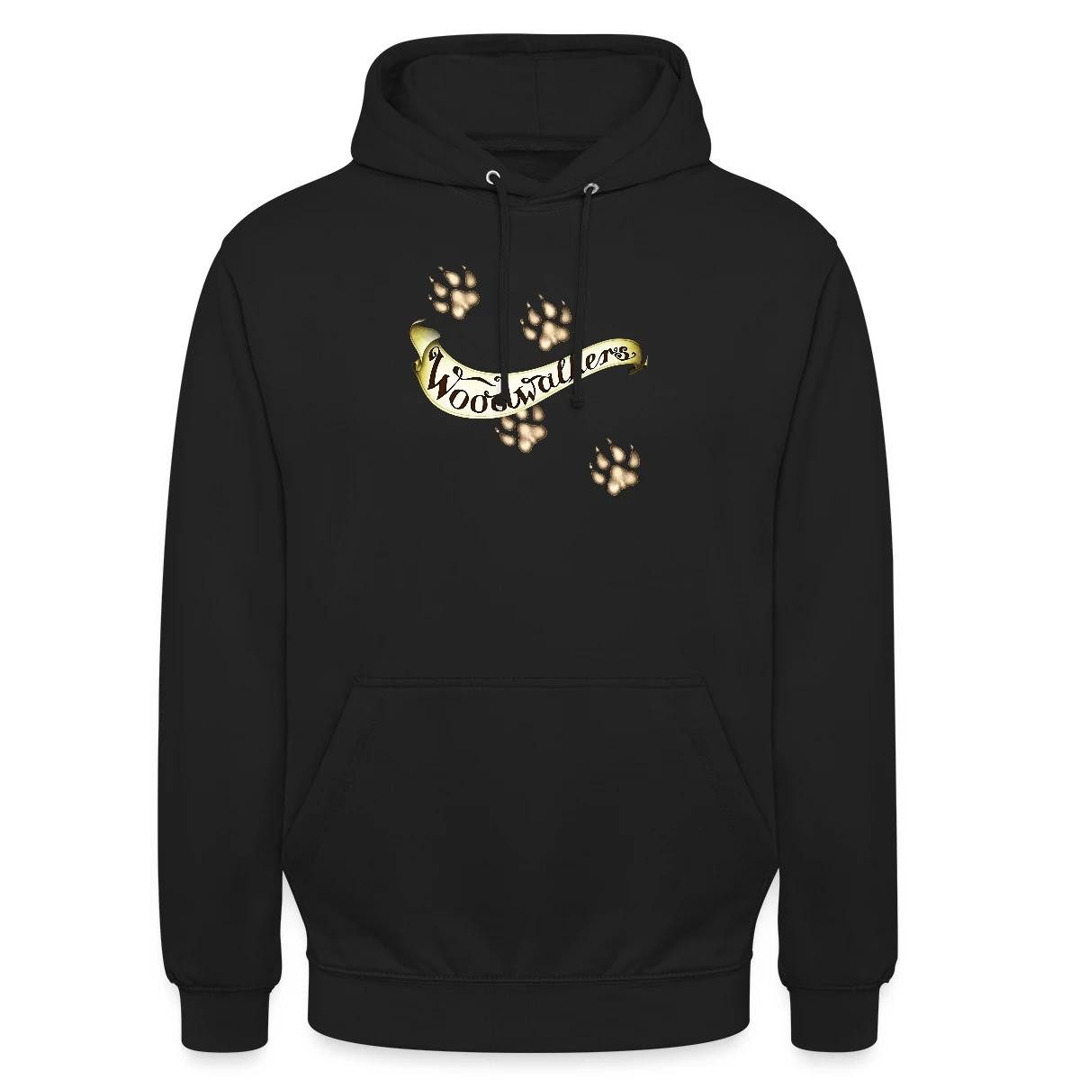 Spreadshirt Hoodie Woodwalkers Geschwungener Schriftzug Mit Pfoten Unisex Hoodie (1-tlg) Unisex-Schnitt: Sitzt bei Männern körpernah, bei Frauen weit