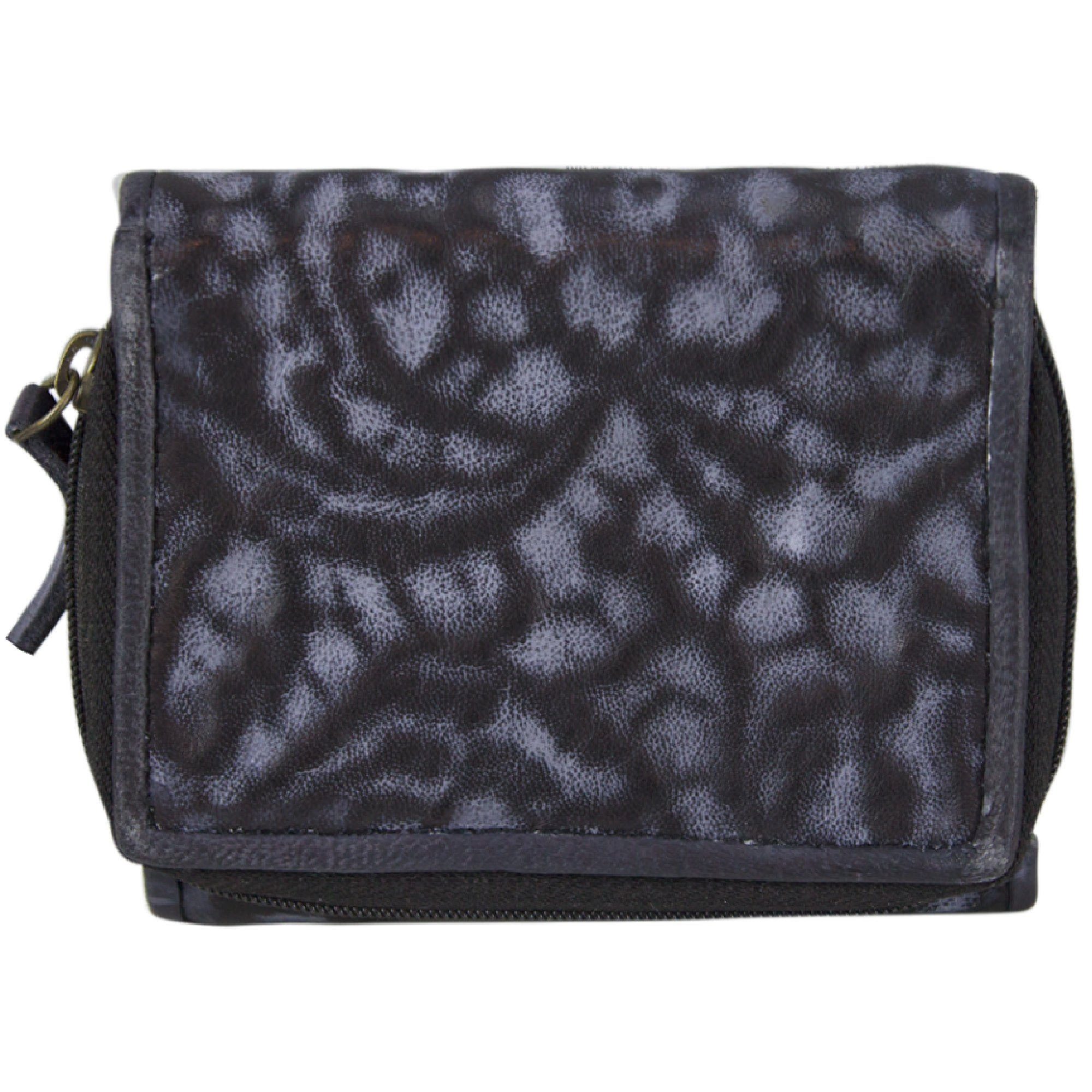 Sunsa Geldbörse Mini Leder Geldbeutel Vintage Portemonnaie Brieftasche Damen, echt Leder, Vintage Style, mit RFID-Schutz, zeitlos schwarz