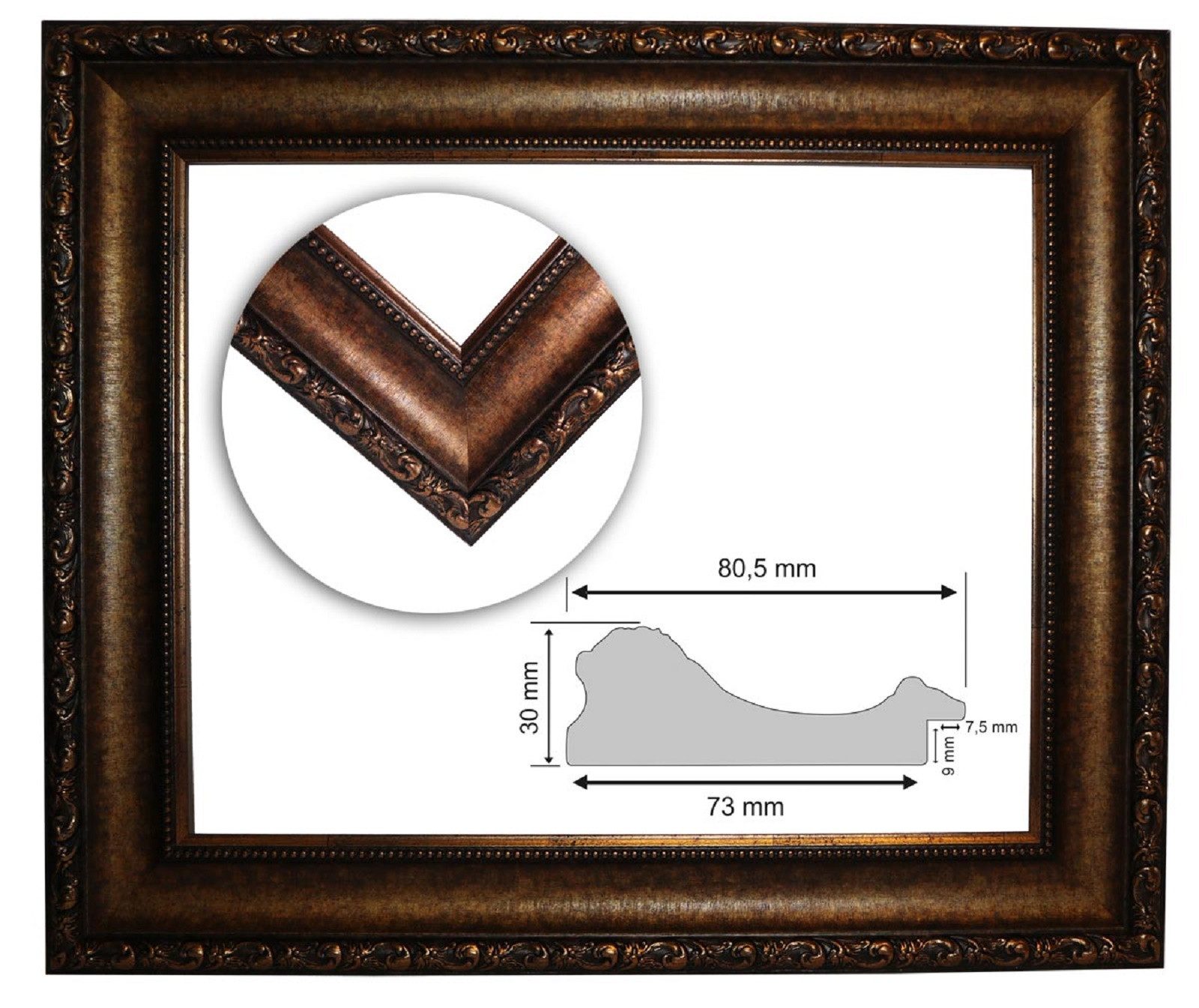 Bilderrahmen Neumann Bilderrahmen Barockrahmen 10944, ARO altgold fein verziert, Wechselrahmen altgold