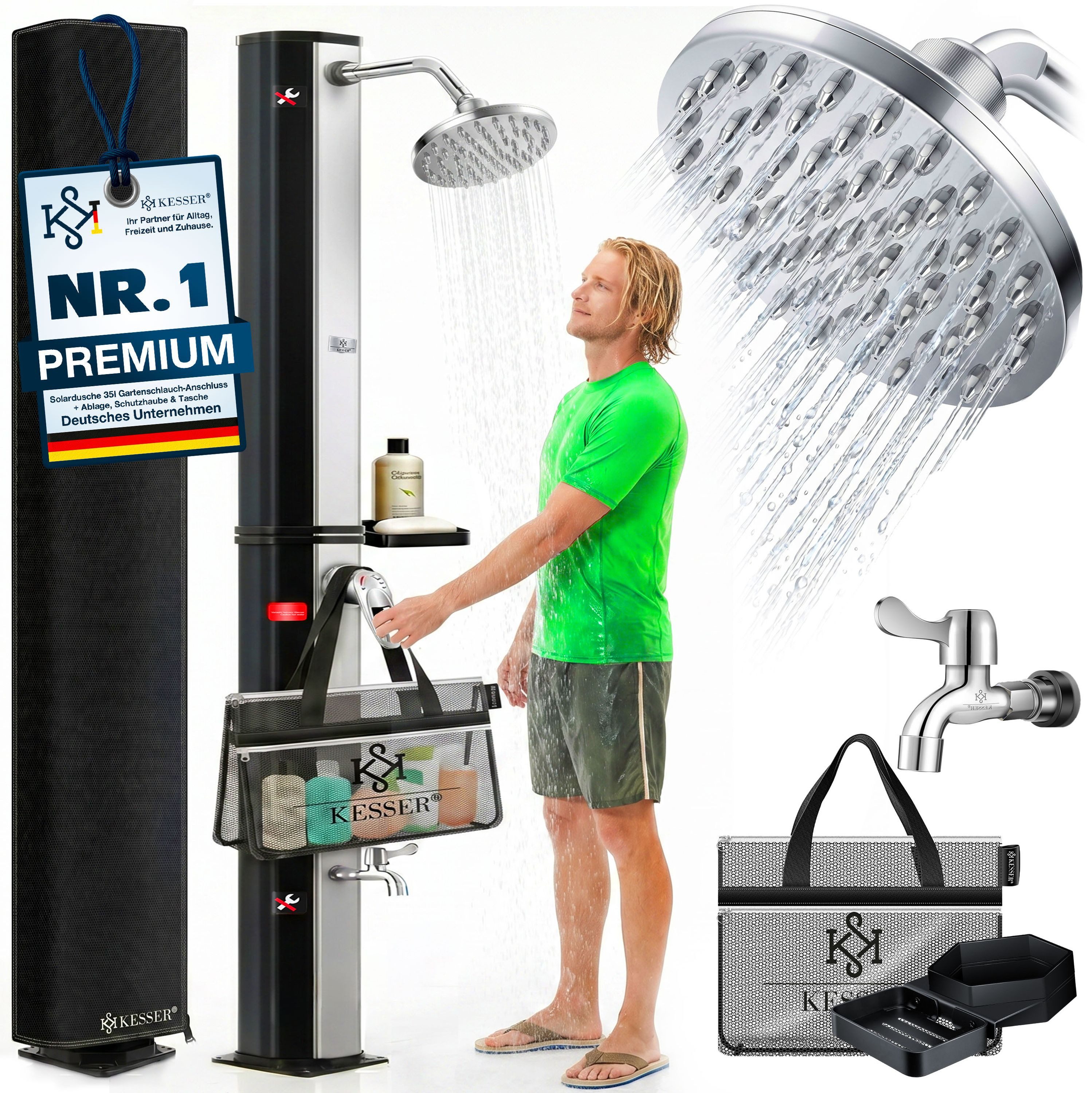 KESSER Solardusche, 35L Solar Gartendusche warmes Wasser max 60°C Pooldusche Campingdusche