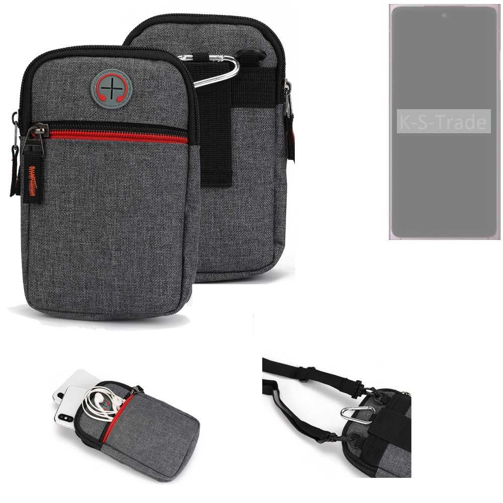 K-S-Trade Handyhülle für HMD Skyline, Holster Gürteltasche Handy Tasche Schutz Hülle grau Zusatzfächer