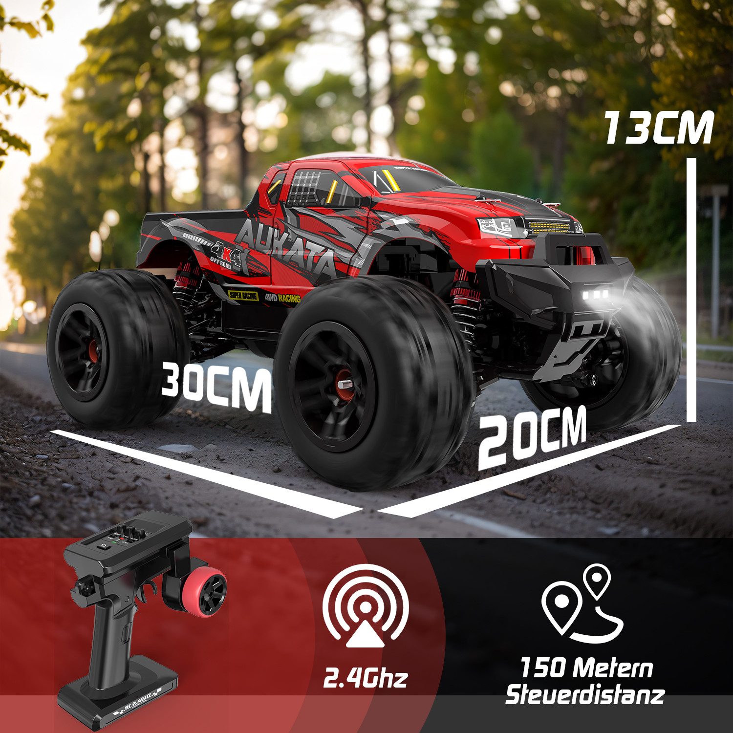 Womaqu RC Auto 1:18 Brushless - 52 Km/h Offroad Truck Mit 2 Akkus