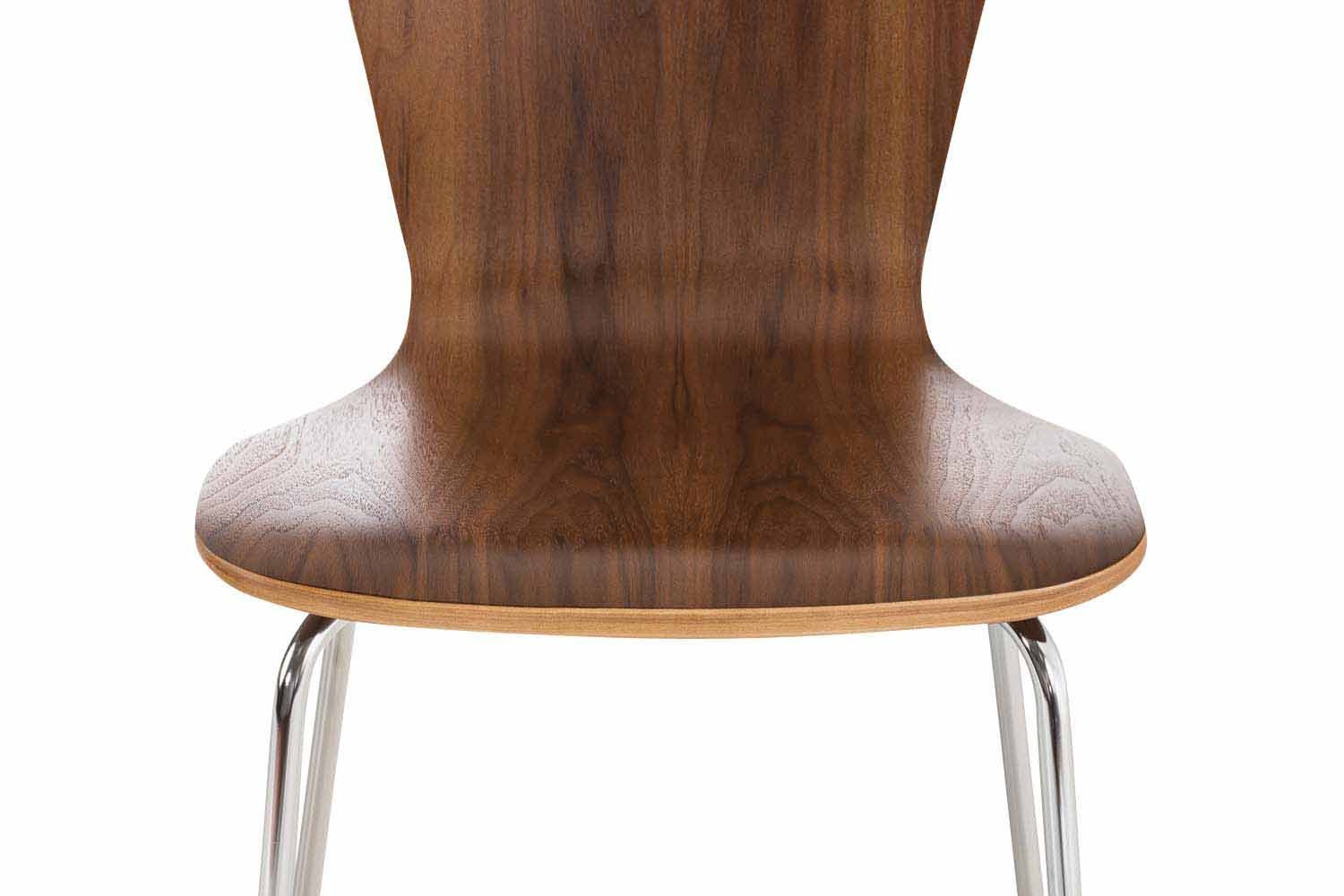 TPFLiving Besucherstuhl Jaron mit ergonomisch (Besprechungsstuhl Sitzfläche: - Konferenzstuhl St), - chrom - geformter 4 Sitzfläche - Warteraumstuhl Messestuhl, Holz Metall Walnuss Gestell