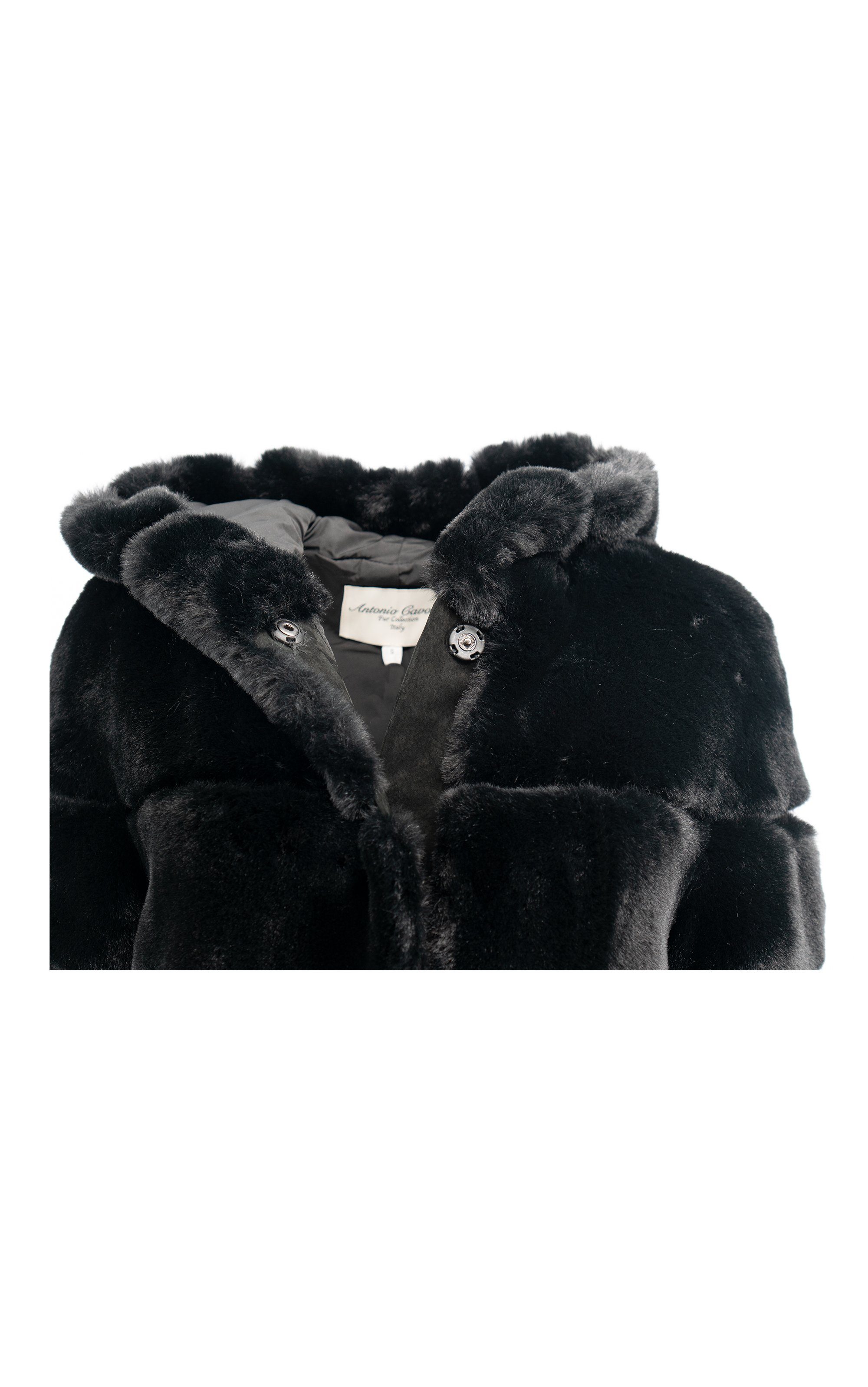 Fellimitatjacke Cavosi Fur Web-Pelz Winterjacke Schwarz Mantel mit Antonio hochwertiger Mantel Faux Kapuze