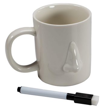 pikkii. Tasse Porzellan Stimmungstasse Kaffee Tee Tasse mit Gesicht und Stift, Porzellan, mehrfach Beschreibbar, Stimmung zeichnen