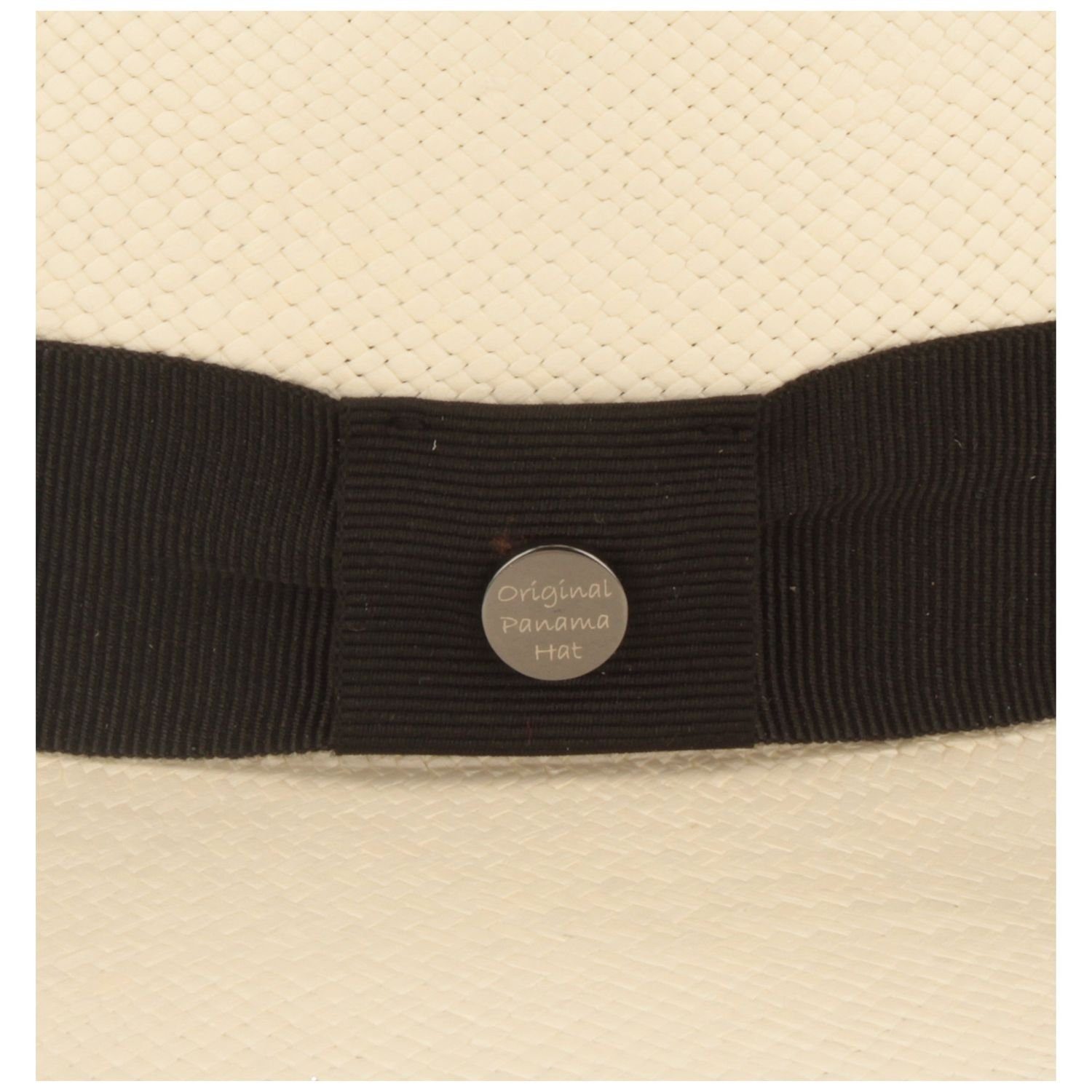 Breiter Strohhut feiner original Panama Hut mit Ripsband-Garnitur und UV-Schutz 50+