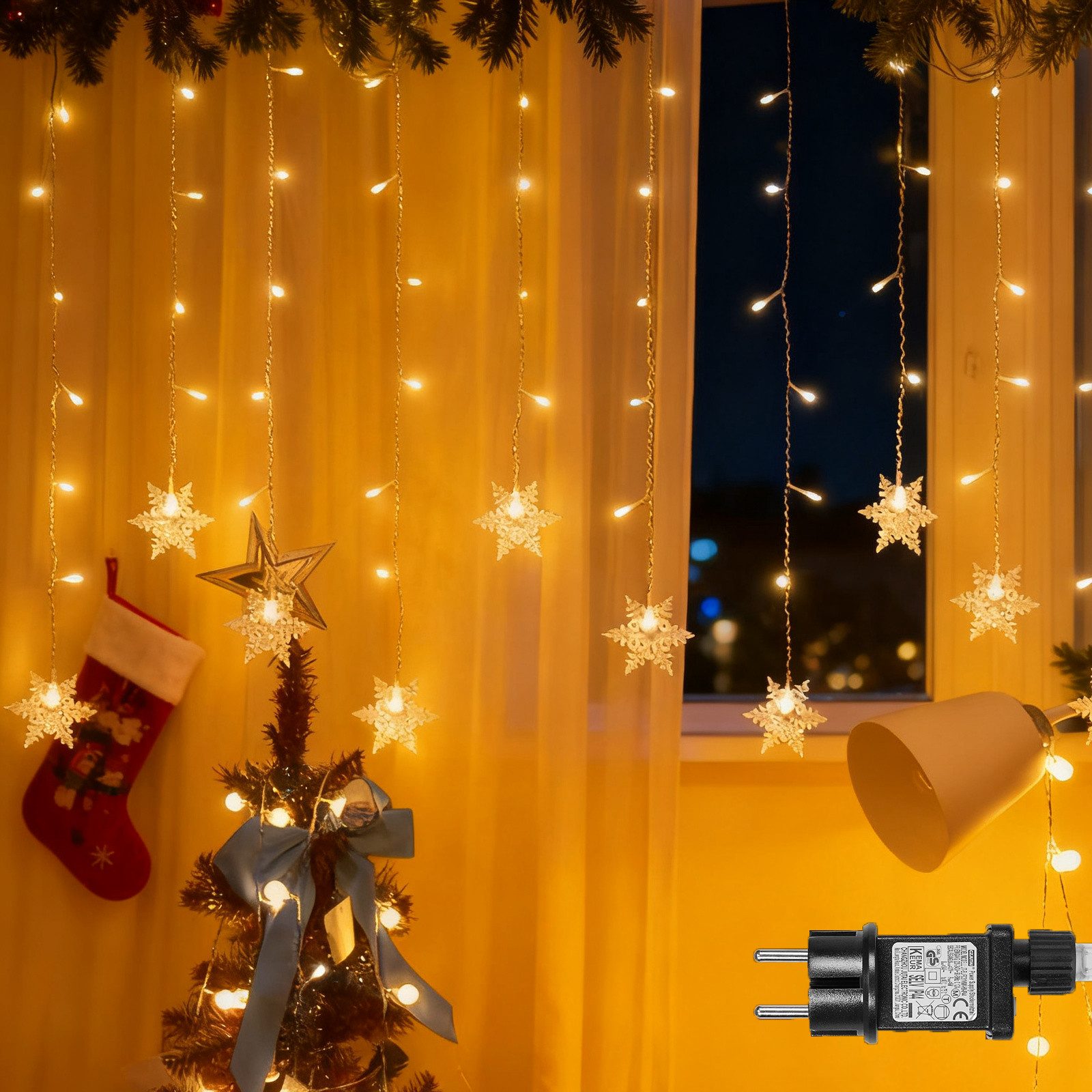MUPOO LED-Lichtervorhang LED Lichterkette lichtervorhang Innen, Weihnachtsb günstig online kaufen