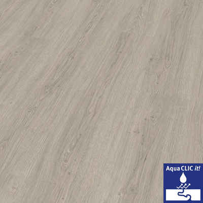 EGGER Laminat Aqua Clic It! EL1010 Victoria Eiche hellgrau, (8mm, 2,542m), Wasserresistent & Praktisch