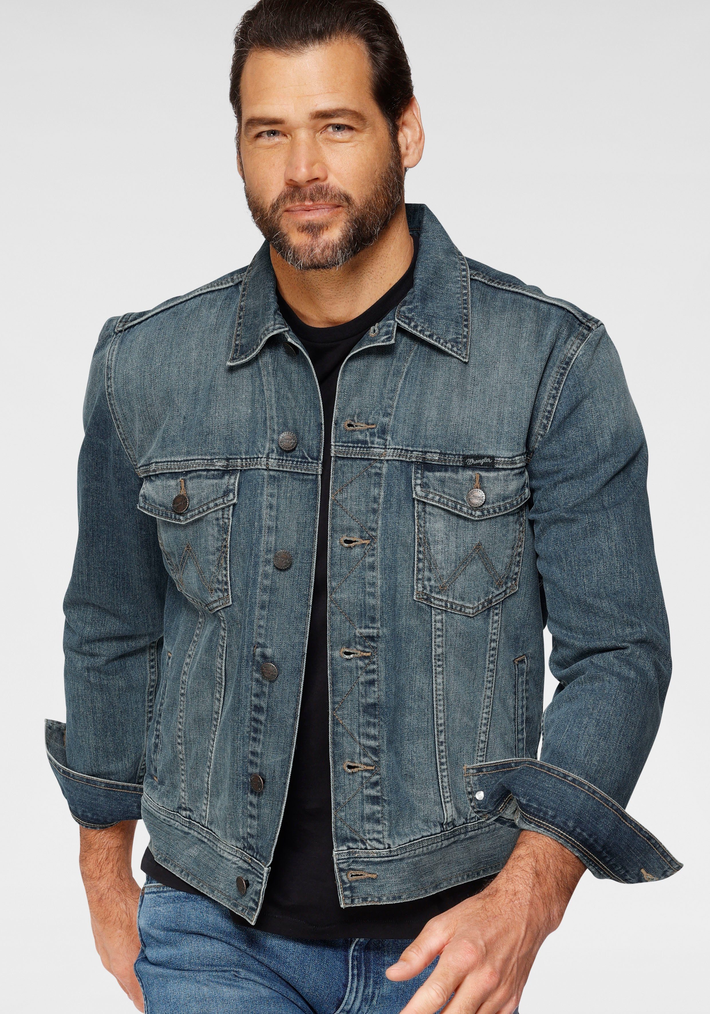 Jeansjacke Herren Nachhaltige Jeansjacke Wrangler Jeansjacke WESTERN DENIM  JACKET, In Trageangenehmer