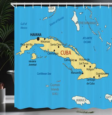 Abakuhaus Duschvorhang Moderner Digitaldruck mit 12 Haken auf Stoff Wasser Resistent Breite 175 cm, Höhe 180 cm, Ozean Republik Kuba Moderne