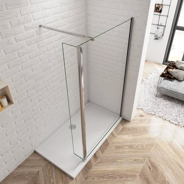 duschspa Duschwand 8mm ESG Duschtrennwand Walk in Dusche Duschwand mit Flipper-Panel, Einscheibensicherheitsglas, Sicherheitsglas, (Set), Glas, Nano Glas