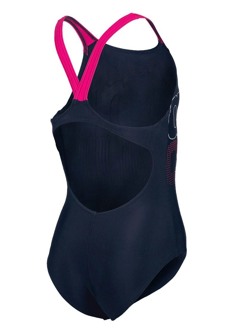 Arena Badeanzug GIRL'S SWIMSUIT GRAPHIC mit BACK marine-pink V Ringerrücken