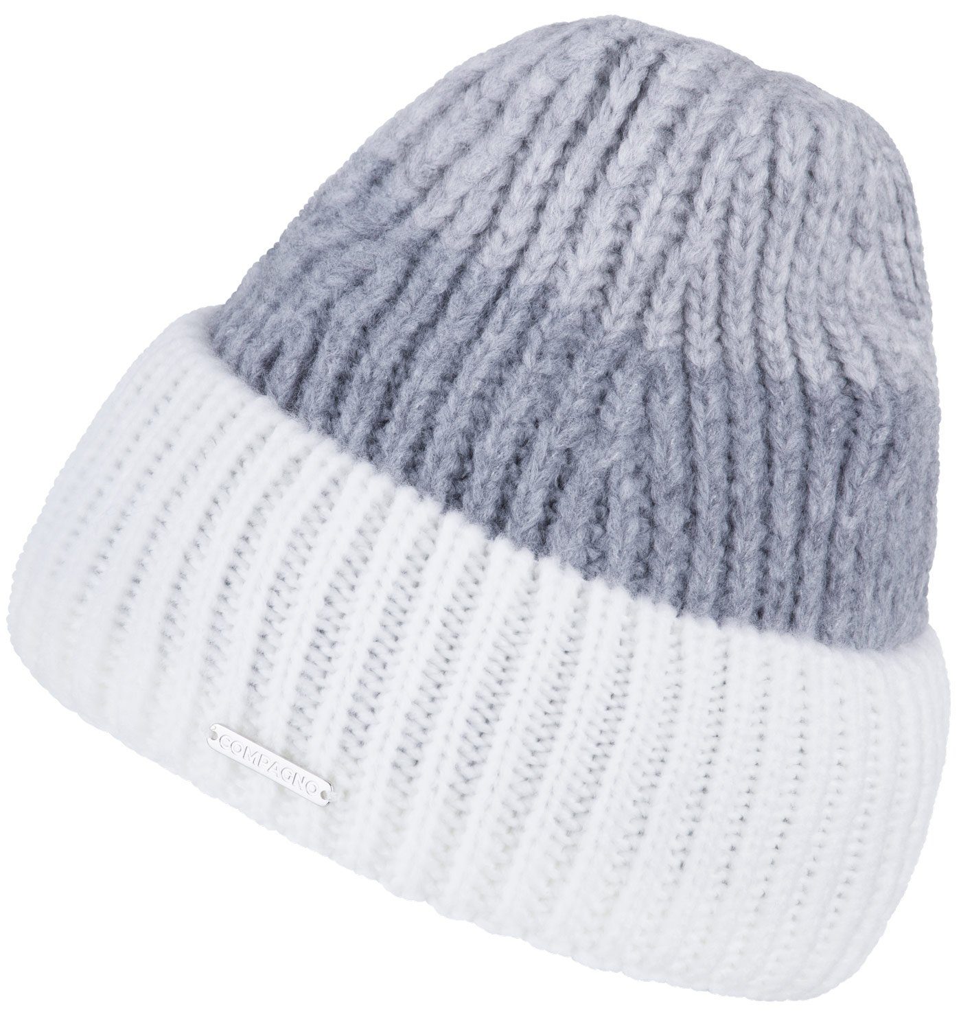 compagno Strickmütze (1-St) Klassische Beanie Wintermütze Strickmütze Damen mit breiter Krempe