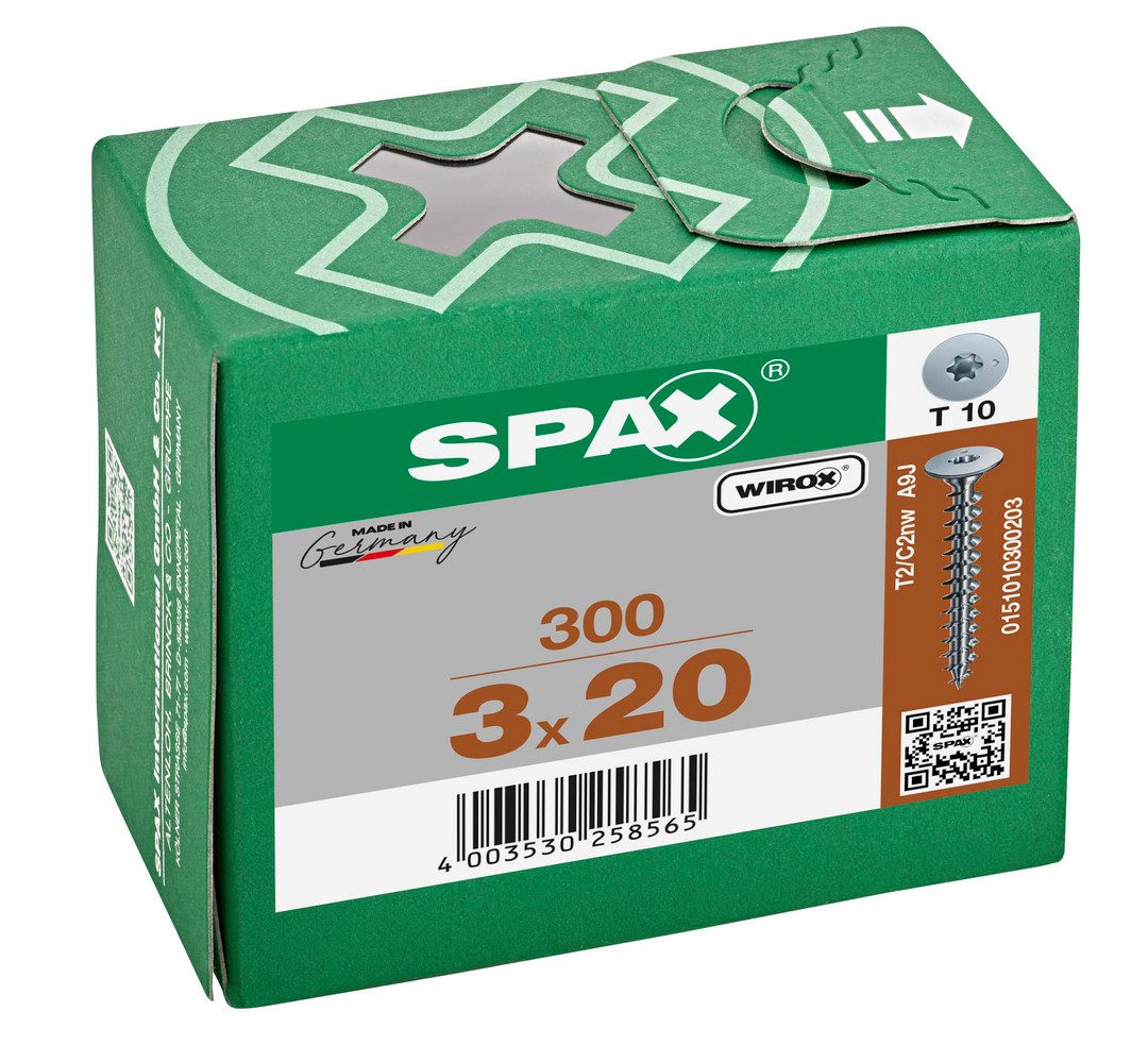 SPAX Holzbauschraube Tellerkopfschraube, Tellerkopf, WIROX, T-STAR plus TX 10, Vollgewinde, (300 St)