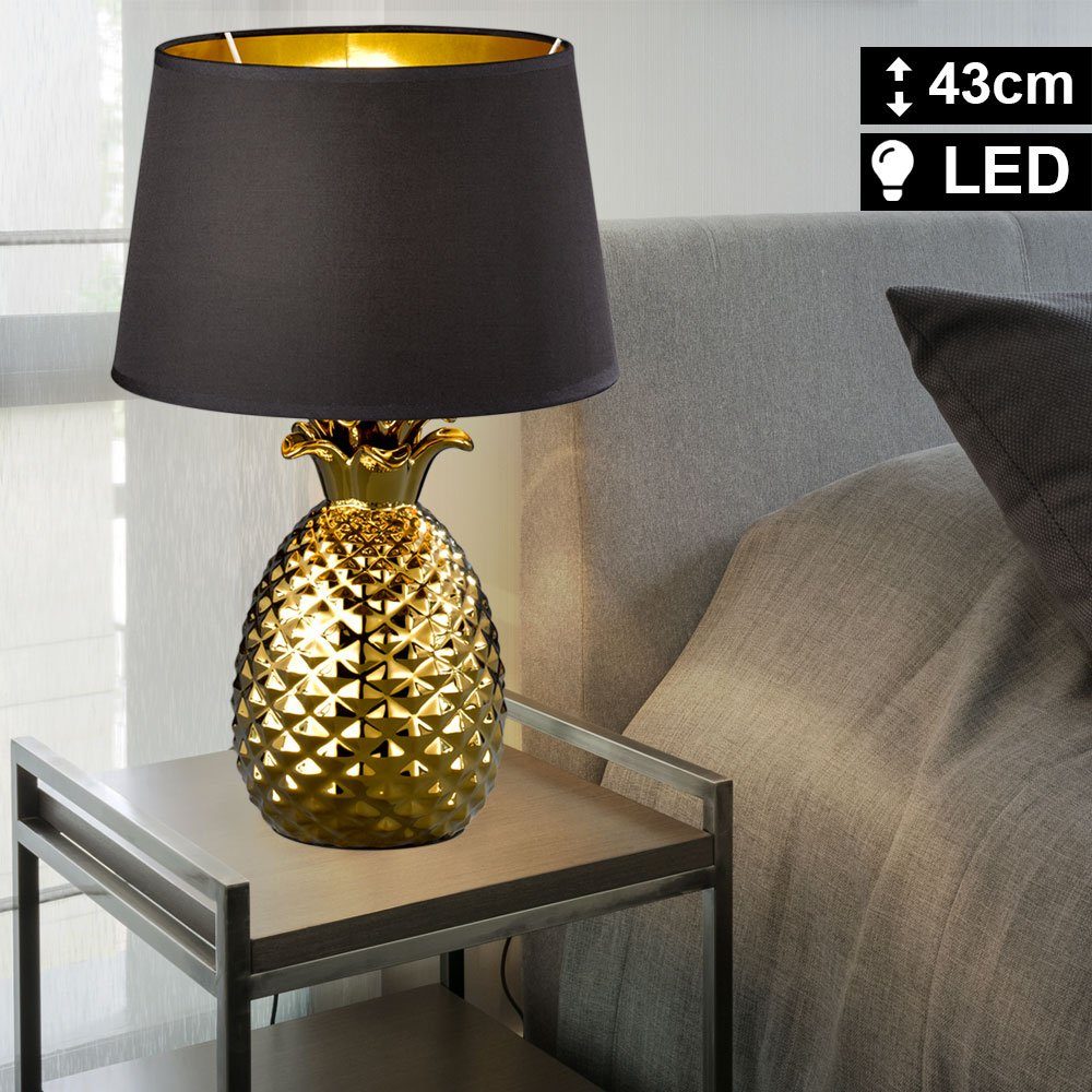 etc-shop LED Tischleuchte, Leuchtmittel inklusive, Warmweiß, Tisch Leuchte Ess Zimmer Ananas Optik Lese Lampe
