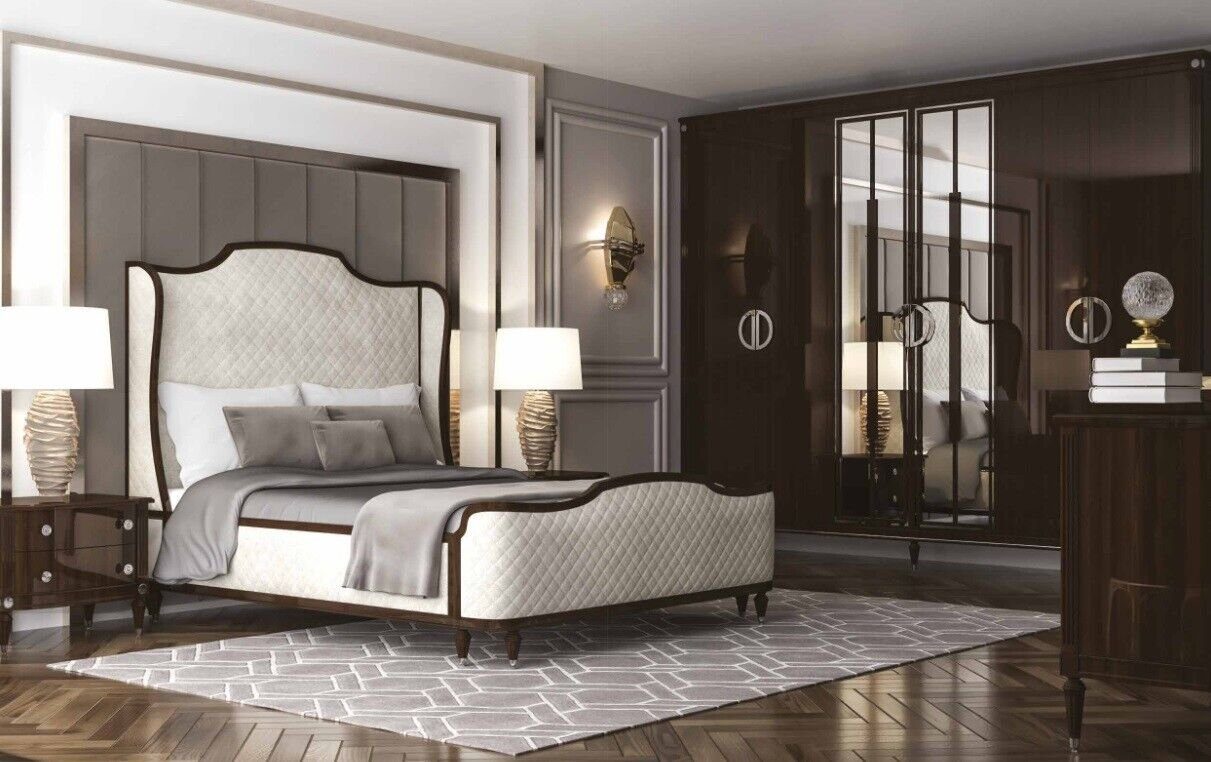 Set Luxus 2x Bett in + Nachttische Schlafzimmer-Set Komplett Nachttisch), JVmoebel tlg, (3-St., 3 + Made Bett Europa Schlafzimmer Designer 1x 2x