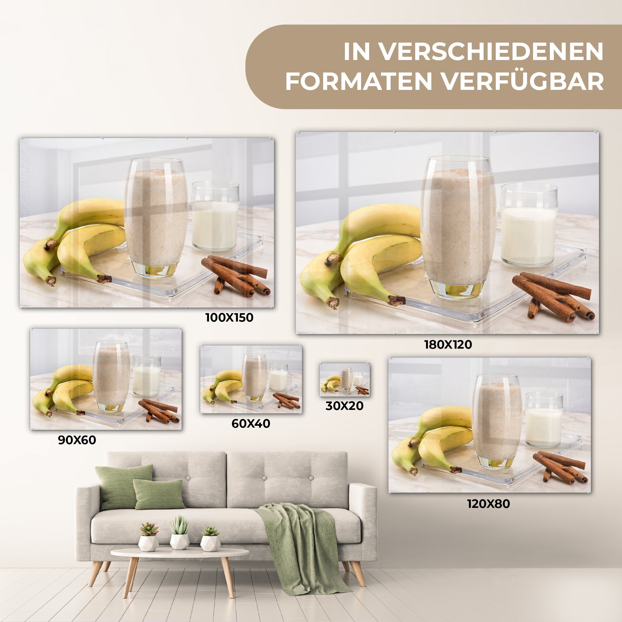 Bananen-Smoothie, (1 Wohnzimmer Acrylglasbilder & Schlafzimmer St), Acrylglasbild MuchoWow