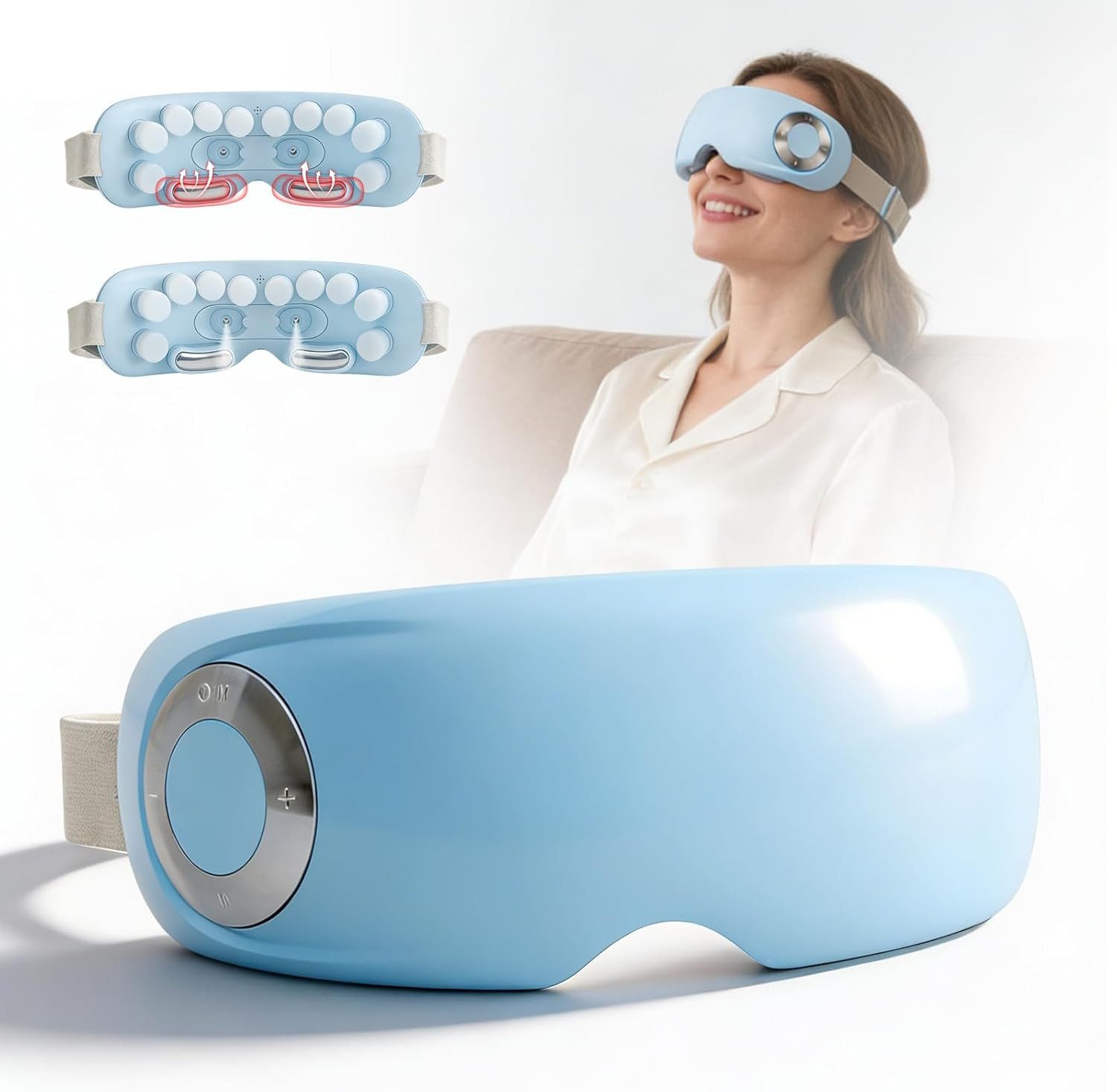 Toomoke Massagegerät Elektrisches Augenmassagegerät mit Vibration Wärme & Wassernebel, Ergonomisches Design für Home & Büro, Elektrische Augenmaske, Augenermüdung Linderung, 4 modi,1200mAh,Bluetooth-Musik, wiederaufladbar,Wärme-Augenmaske