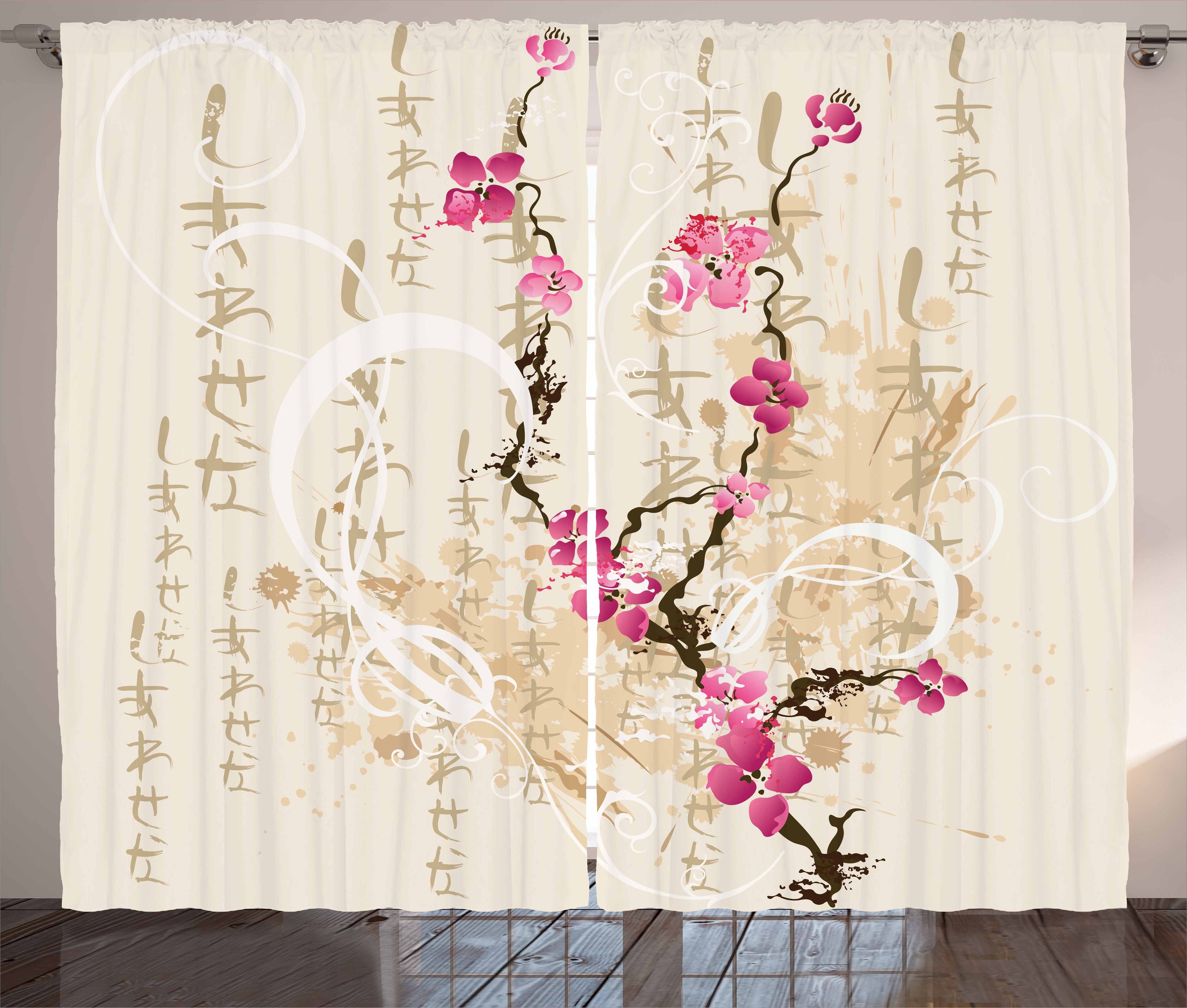 Letters Blumen Gardine und Vorhang Schlaufen Schlafzimmer Abakuhaus, mit Sakura Kräuselband Haken, japanisch
