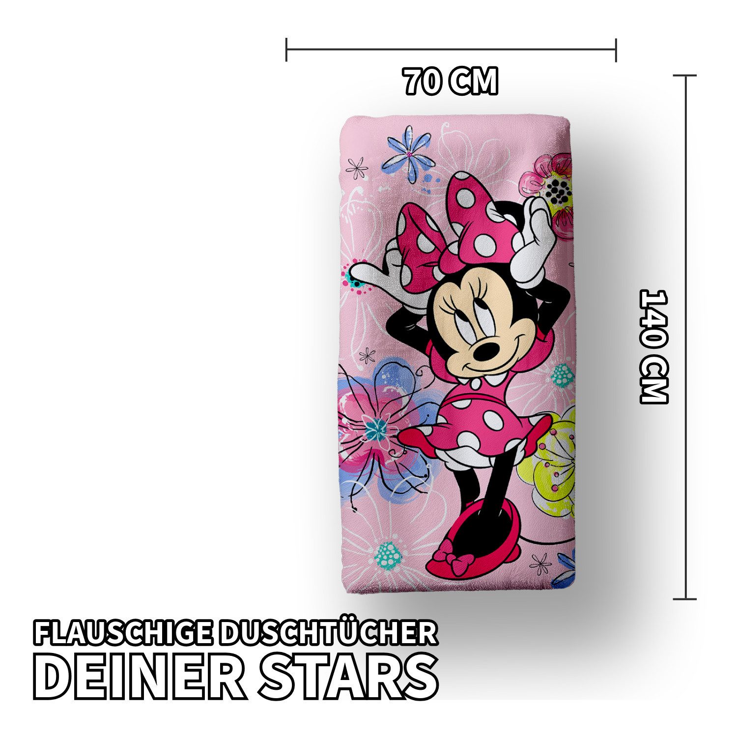 Jerry Fabrics Handtücher Disney Minnie Mouse Duschtuch Strandtuch Badetuch 70 x 140 cm, (1 Duschtuch, 1-St), Langlebig