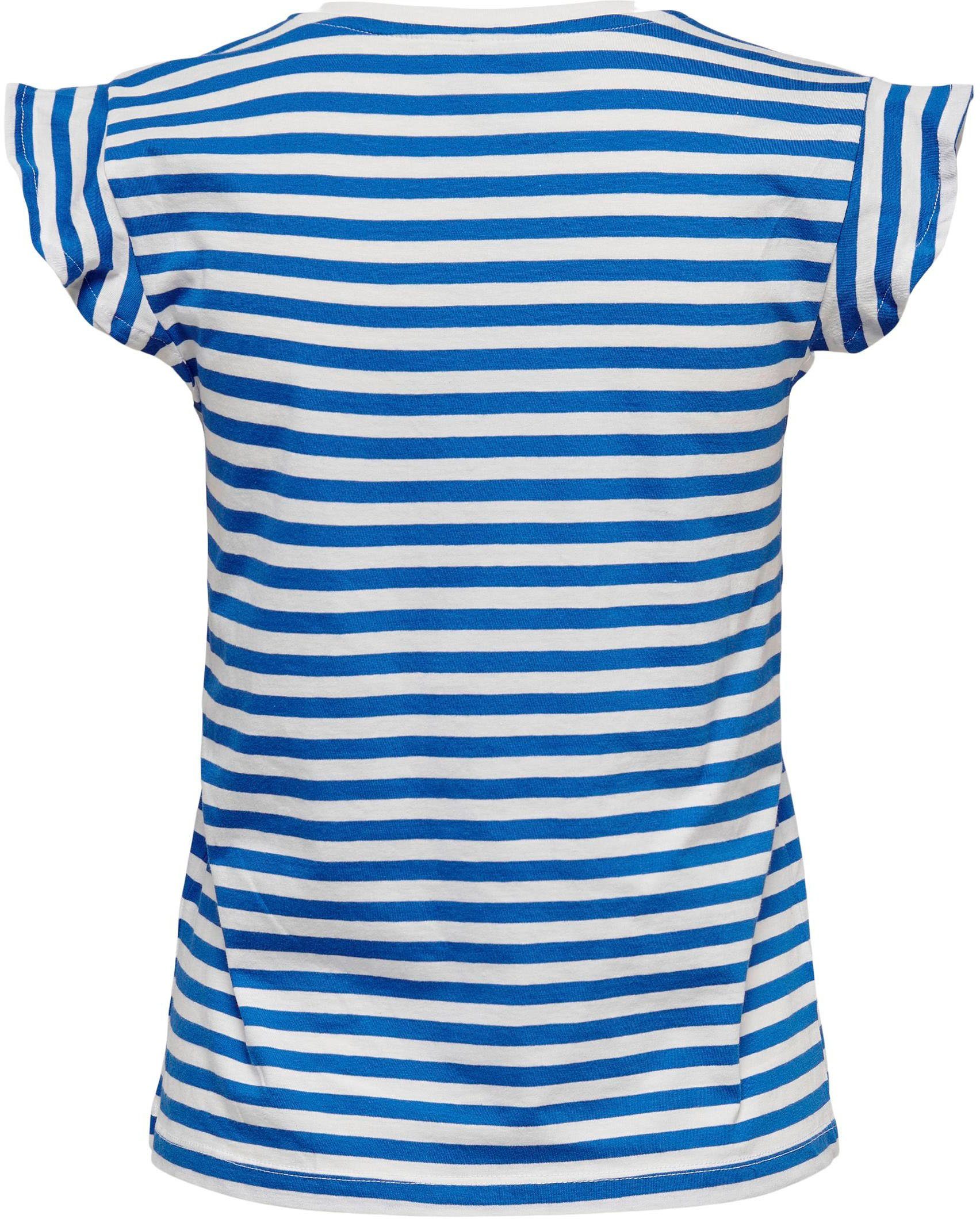 ONLY V-Shirt ONLMAY S/S FRILL Stripes:Cloud Strong dancer Blue TOP V-NECK