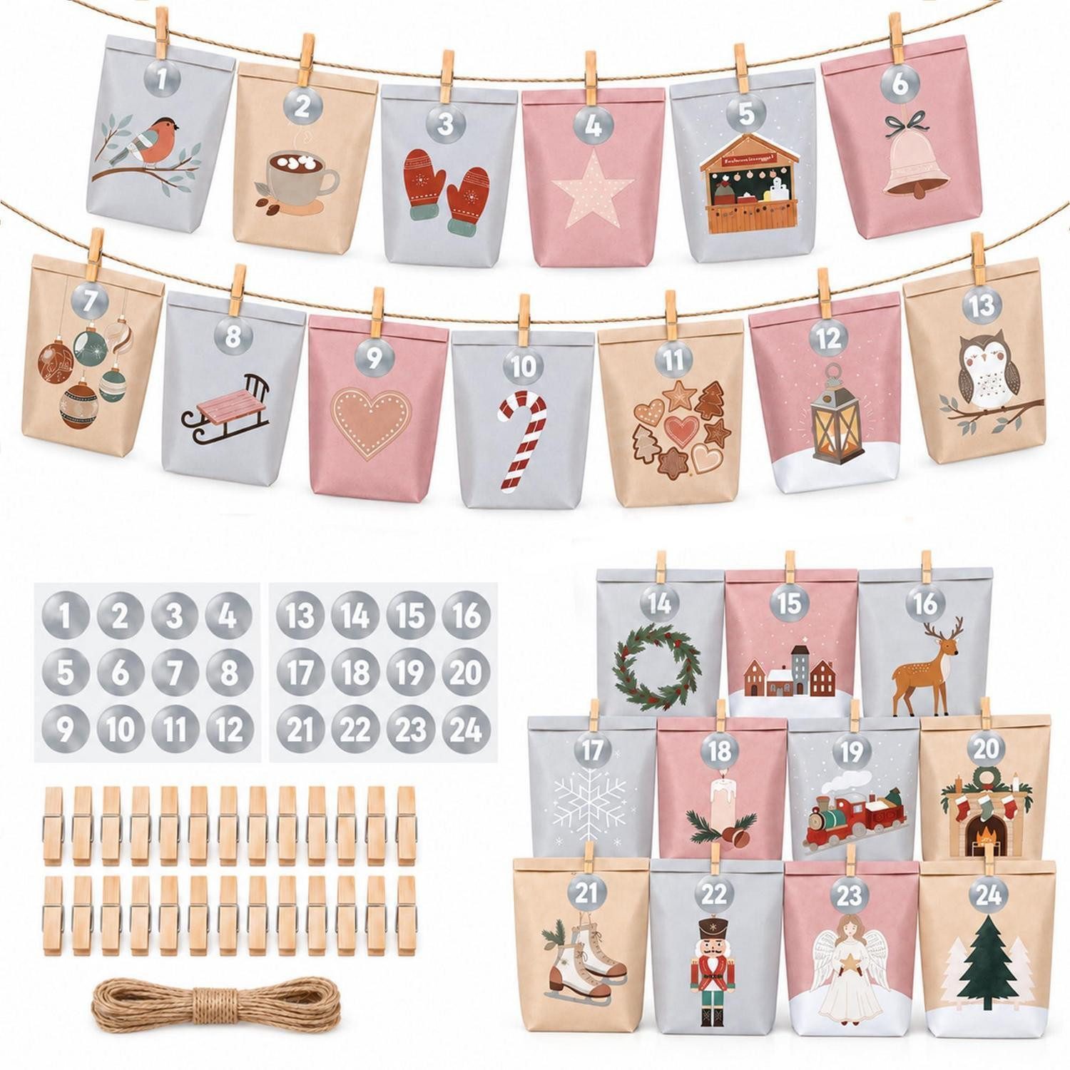 LuxusKollektion befüllbarer Adventskalender Adventskalender zum Befüllen 24 Tüten DIY Set 2026