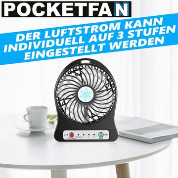 MAVURA Tischventilator POCKETFAN Mini Ventilator Akku Tischventilator Ventilator USB leise, Computer Notebook Laptop USB Lüfter Miniventilator