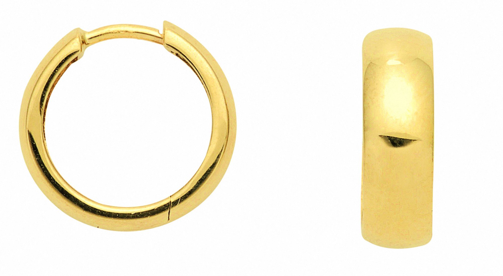 Adelia´s Paar Ohrhänger Damen Goldschmuck 1 Paar 585 Gold Ohrringe / Creolen Ø 14 mm, 585 Gold Goldschmuck für Damen