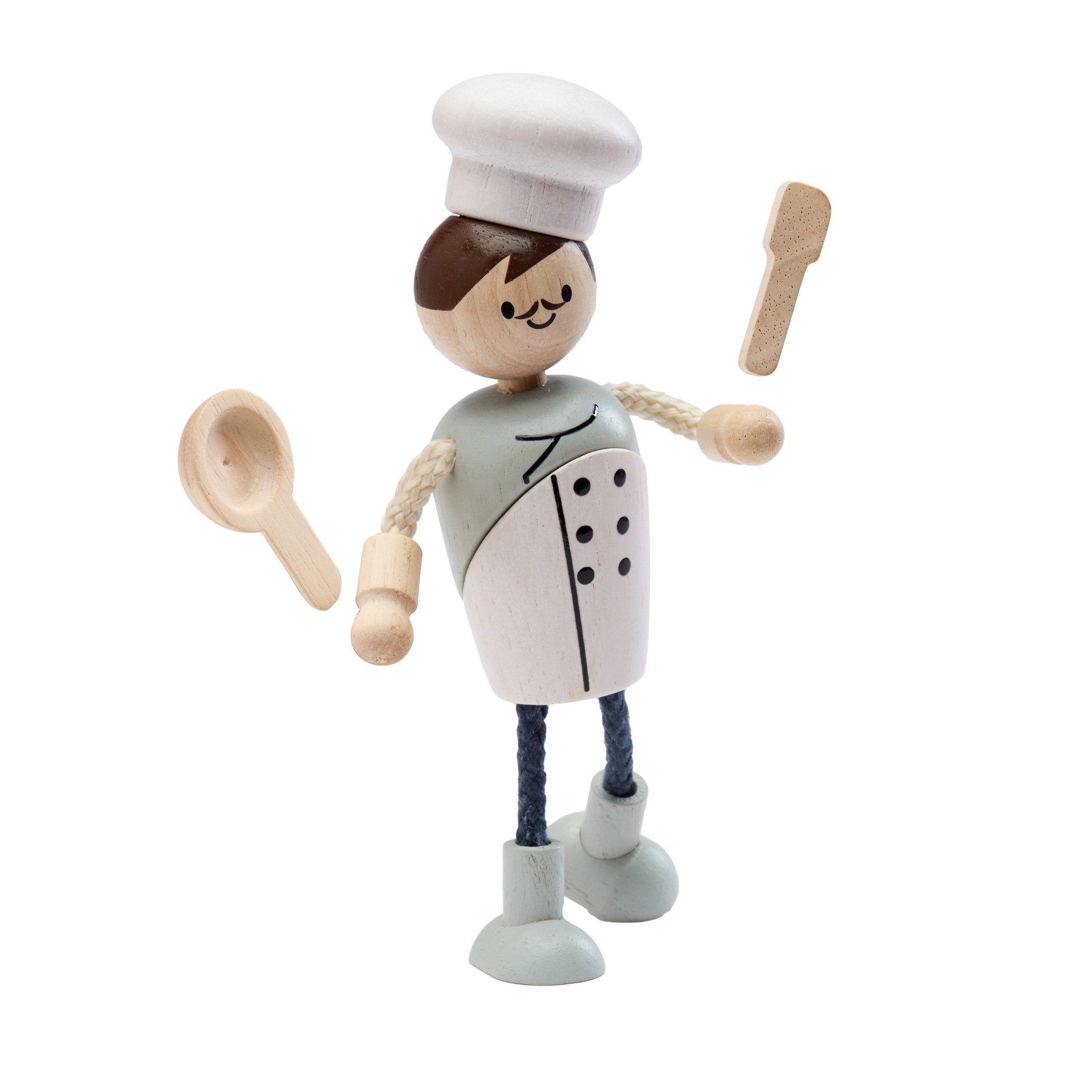 Plantoys Biegepuppe PlanToys- Koch-Puppe Biegepuppe Puppenhaus 18,8x7,5x9,5 cm - 3y+
