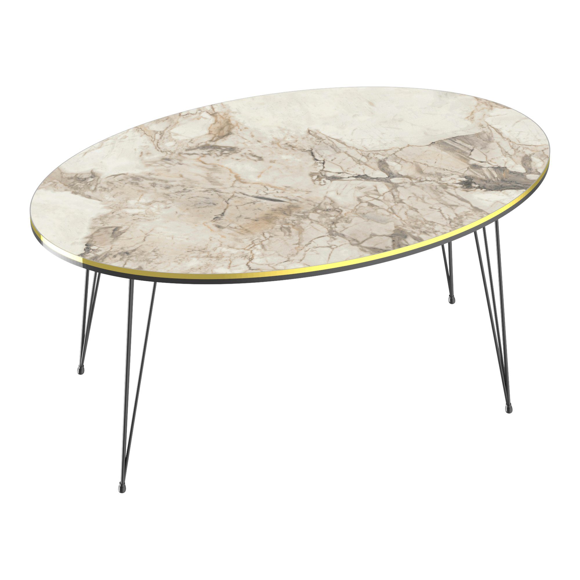 50 x Marmor »Hirtshals« Tischplatte weiß 41 en.casa Couchtisch, 90 Gold Marmor, x cm weiß ovale /
