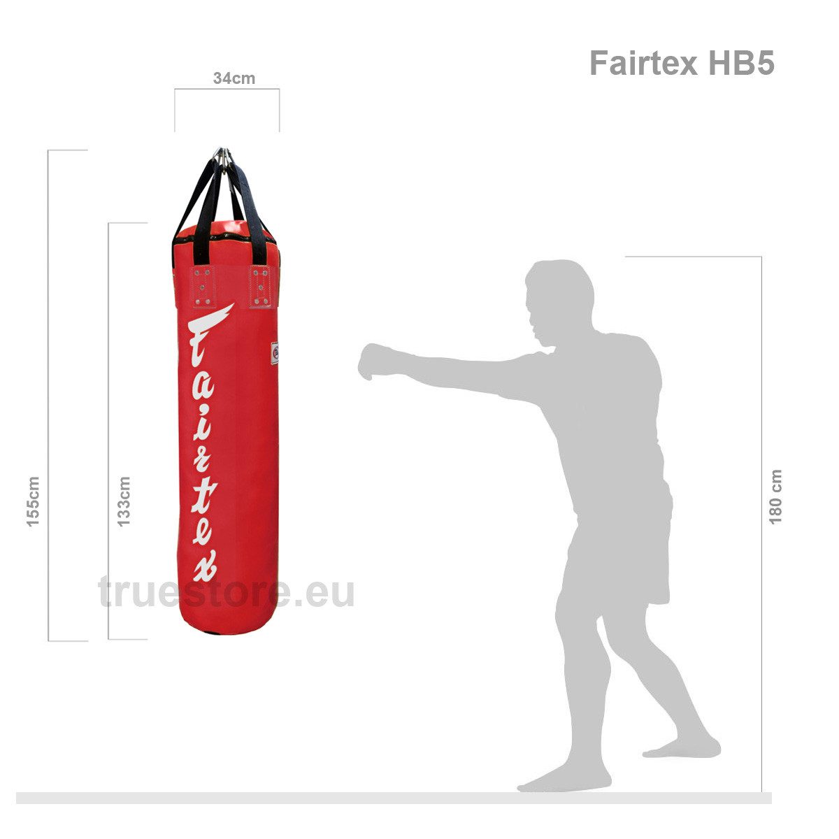 Fairtex Boxsack Fairtex Syntek™ "Heavy Bag" Sandsack HB5, 121x34cm, Fullgewicht ca. 30kg, Lieferung leer ohne Füllung
