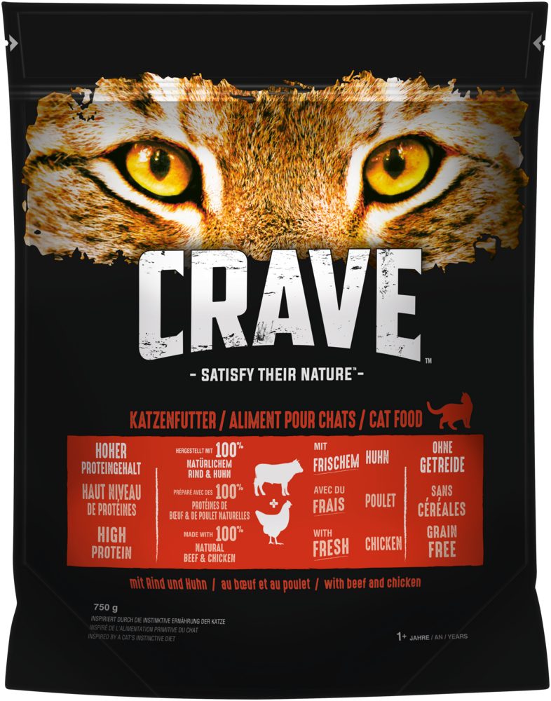 CRAVE CRAVE™ Katze Beutel Adult mit Rind und Huhn 750g, für: Katze