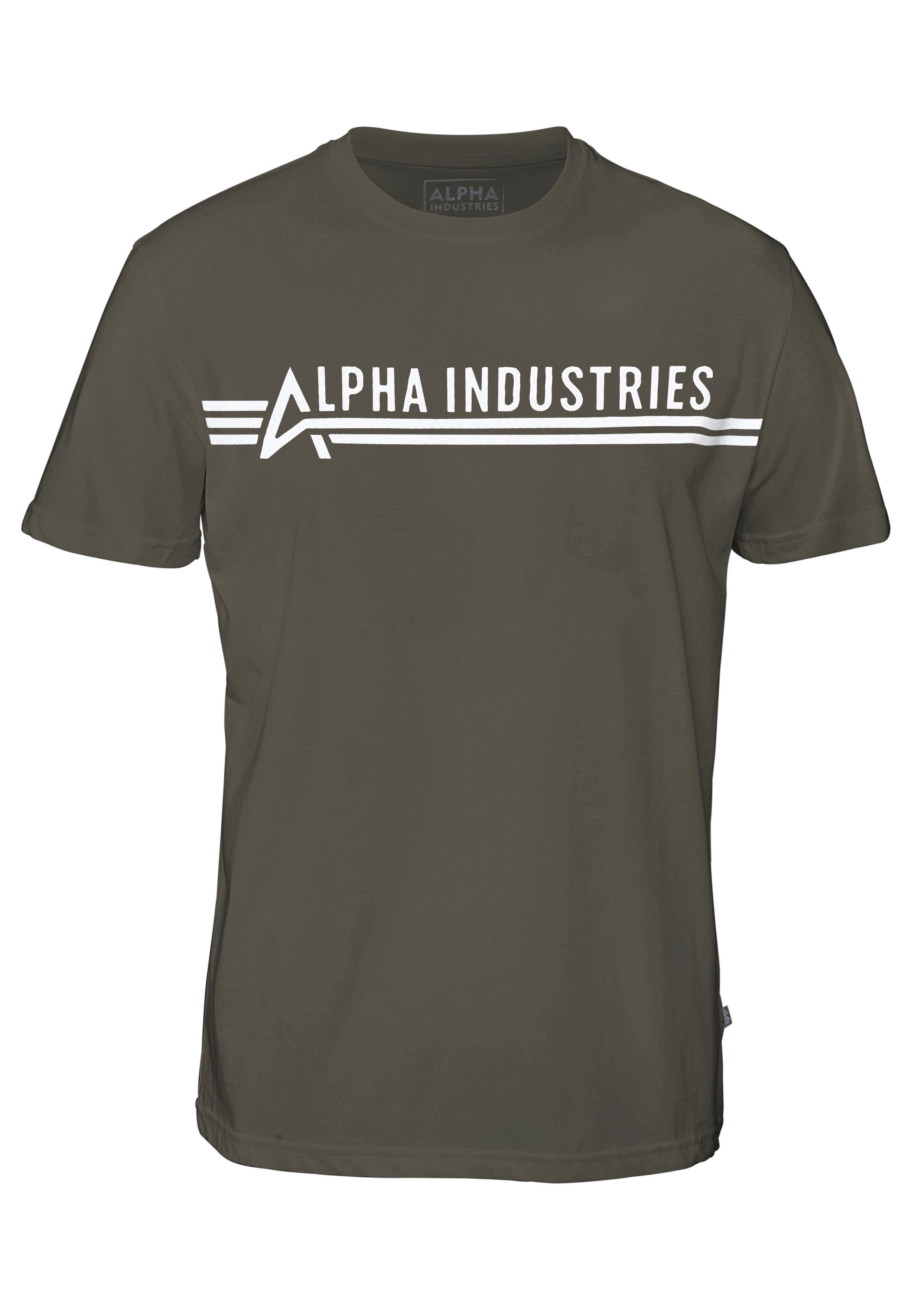 Rundhalsshirt ALPHA Alpha Industries T INDUSTRIES olivgrün