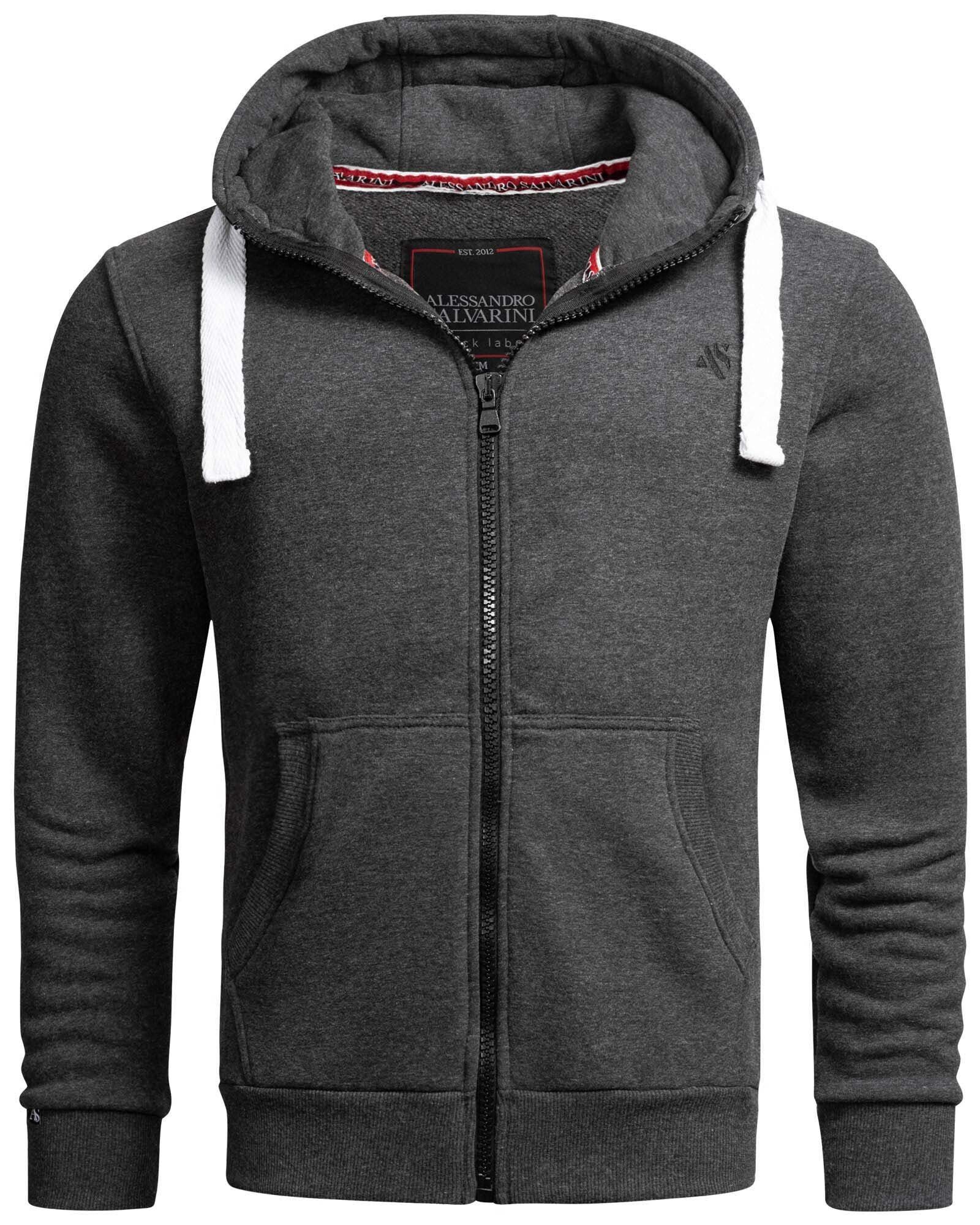 Alessandro Salvarini Sweatjacke ASVinzent Dunkelgrau Hoodie warmer