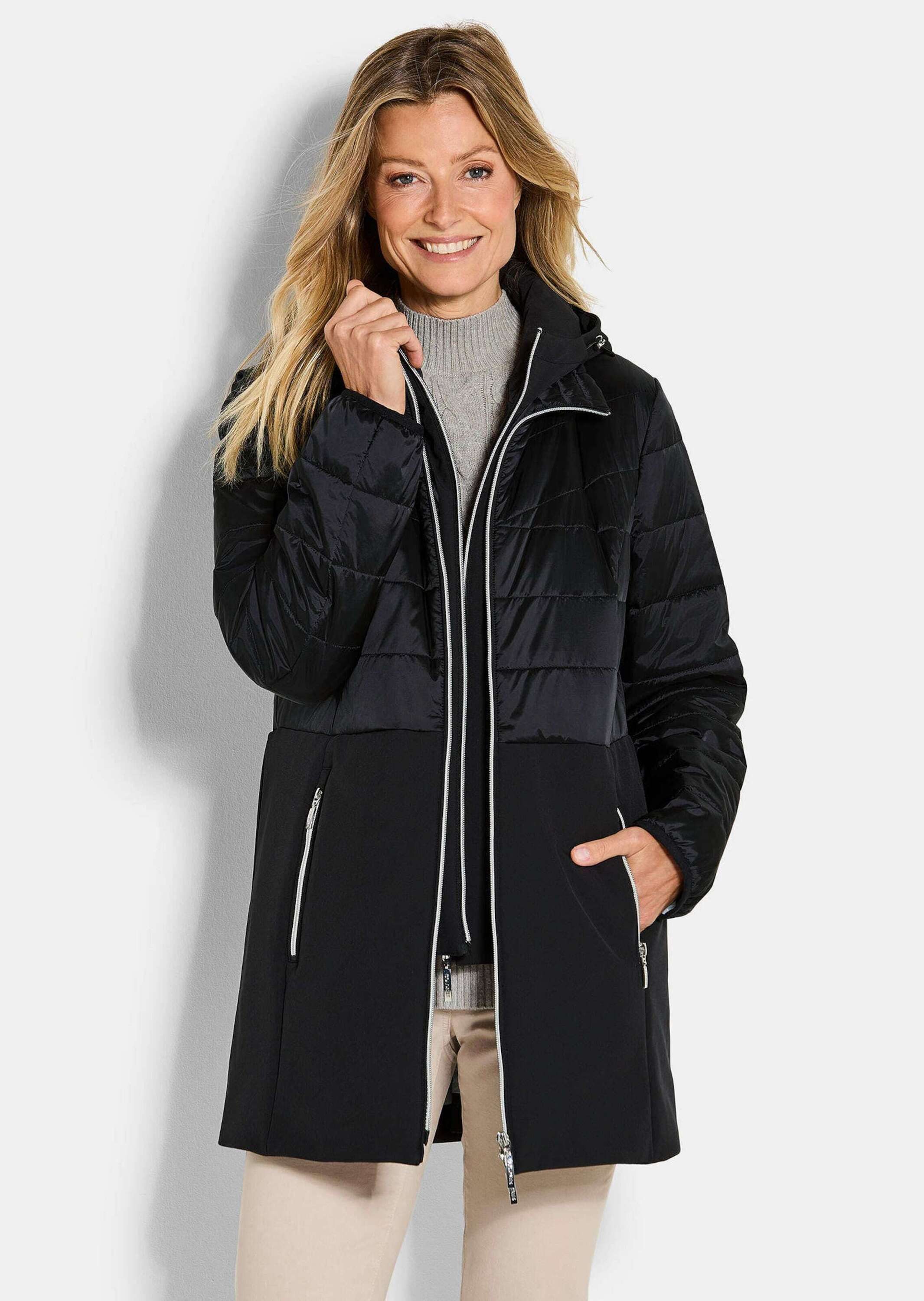 Jerseyblazer Kurzgröße: Steppmantel mit Softshell-Einsatz
