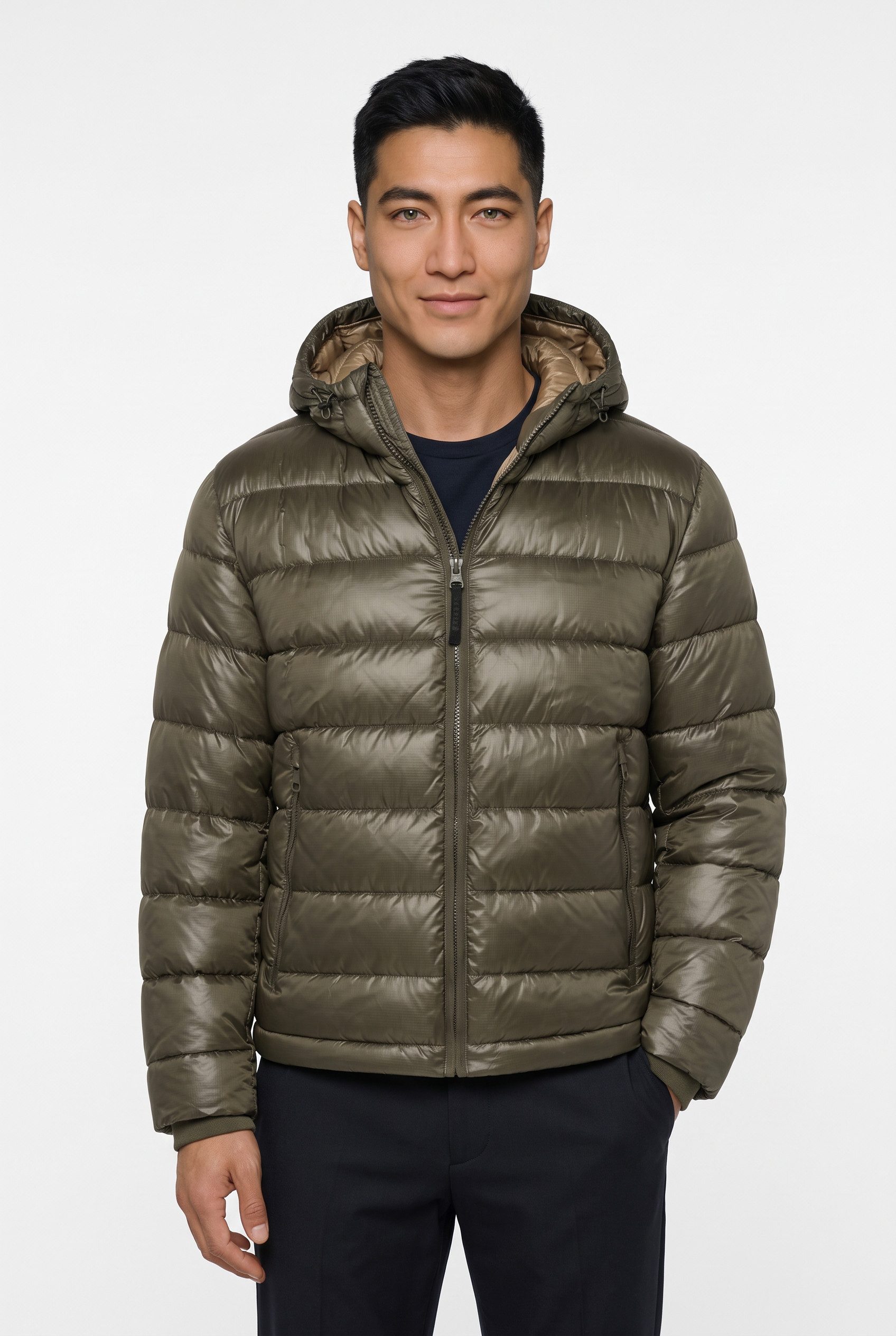 Strellson Steppjacke Baveno Light Weight leicht glänzende Oberfläche, mit Kapuze, Wattierung aus Kunstdaunen