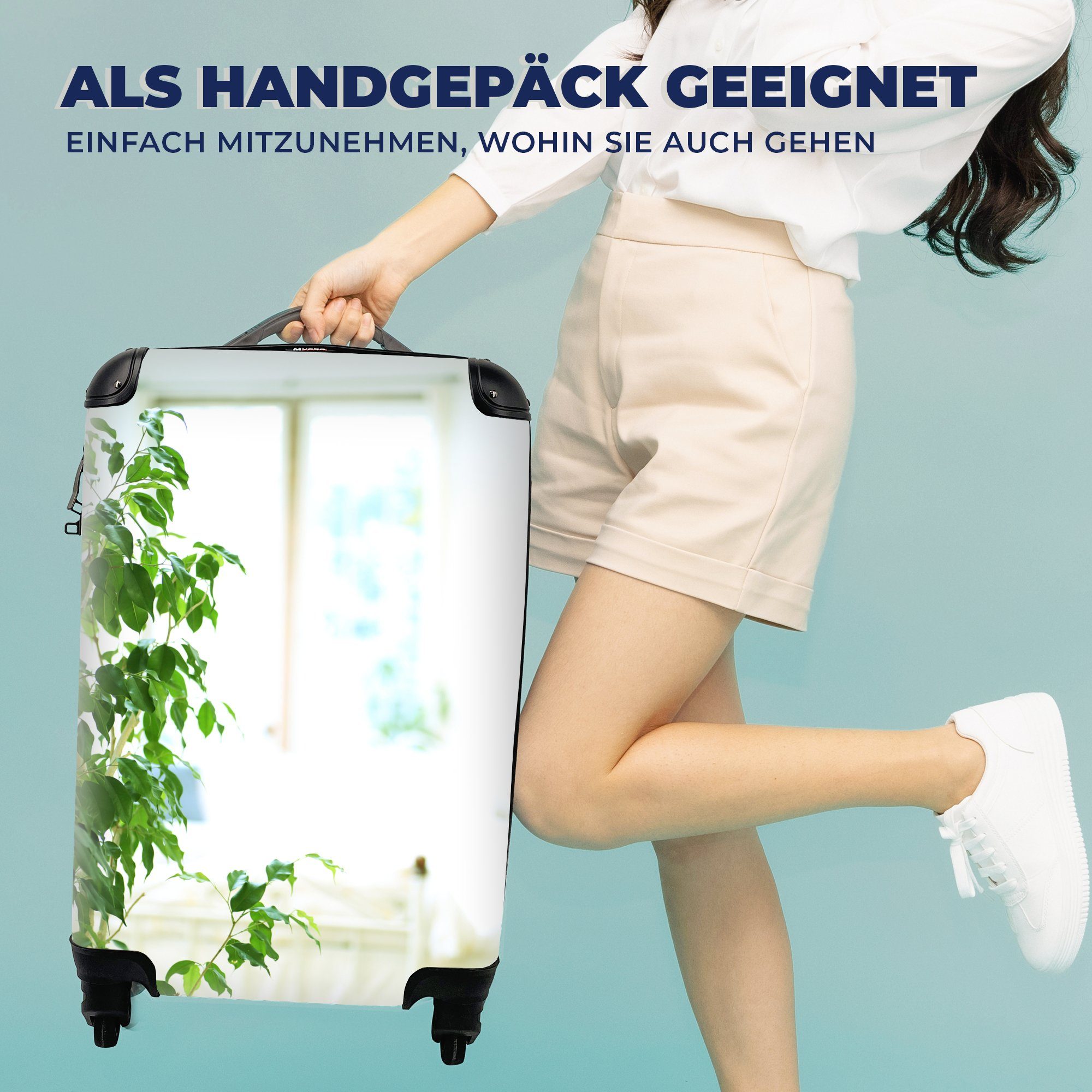 4 MuchoWow im Reisetasche Rollen, Handgepäck Reisekoffer Haus, mit rollen, Ferien, Pflanze für Handgepäckkoffer Trolley,