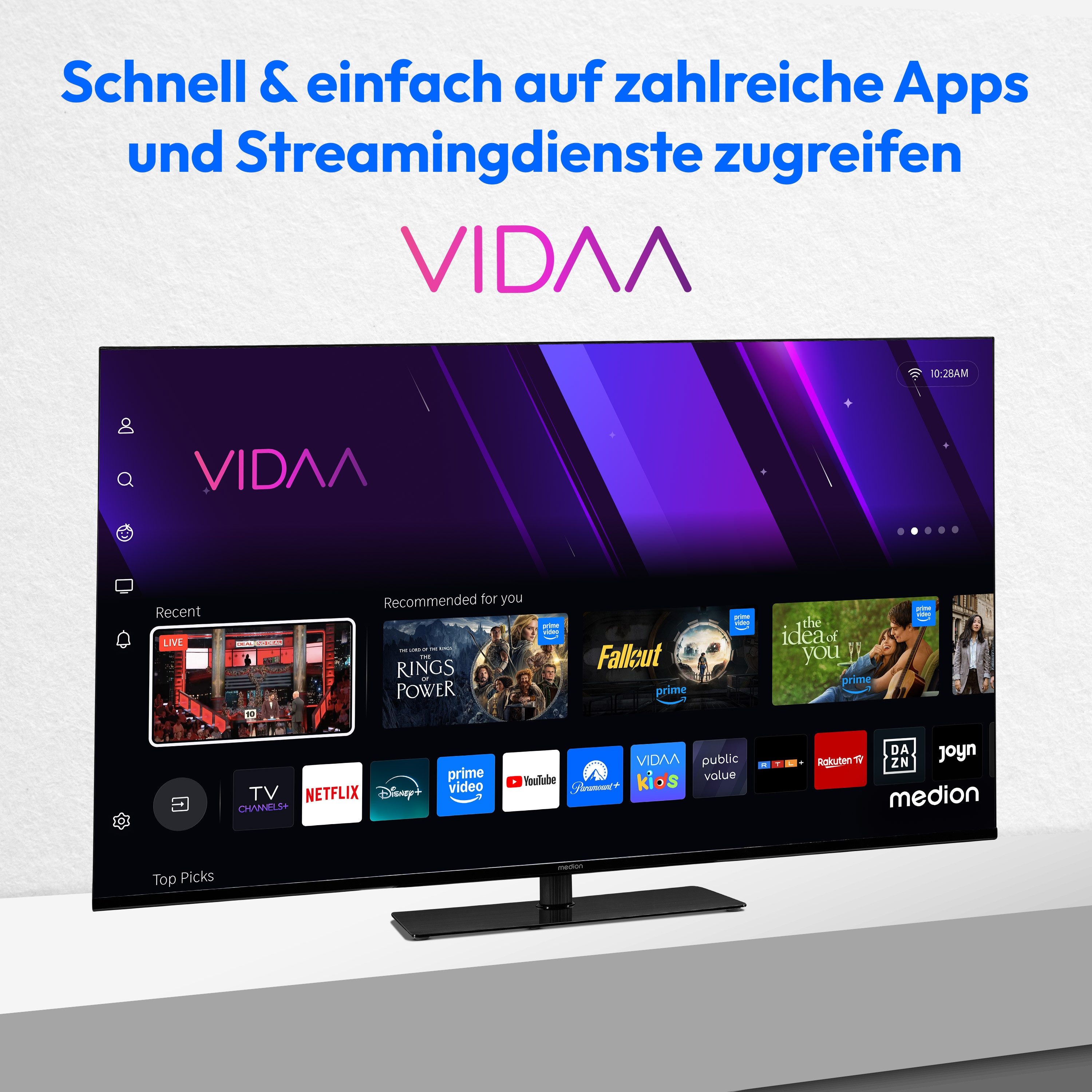 Medion® MD850300 LCD-LED Fernseher (125.7 cm/50 Zoll, 4K Ultra HD, VIDAA TV, Smart TV, Dolby Vision, Dolby Atmos, Netflix, HBO Max, Prime Video, Disney+, WOW)
