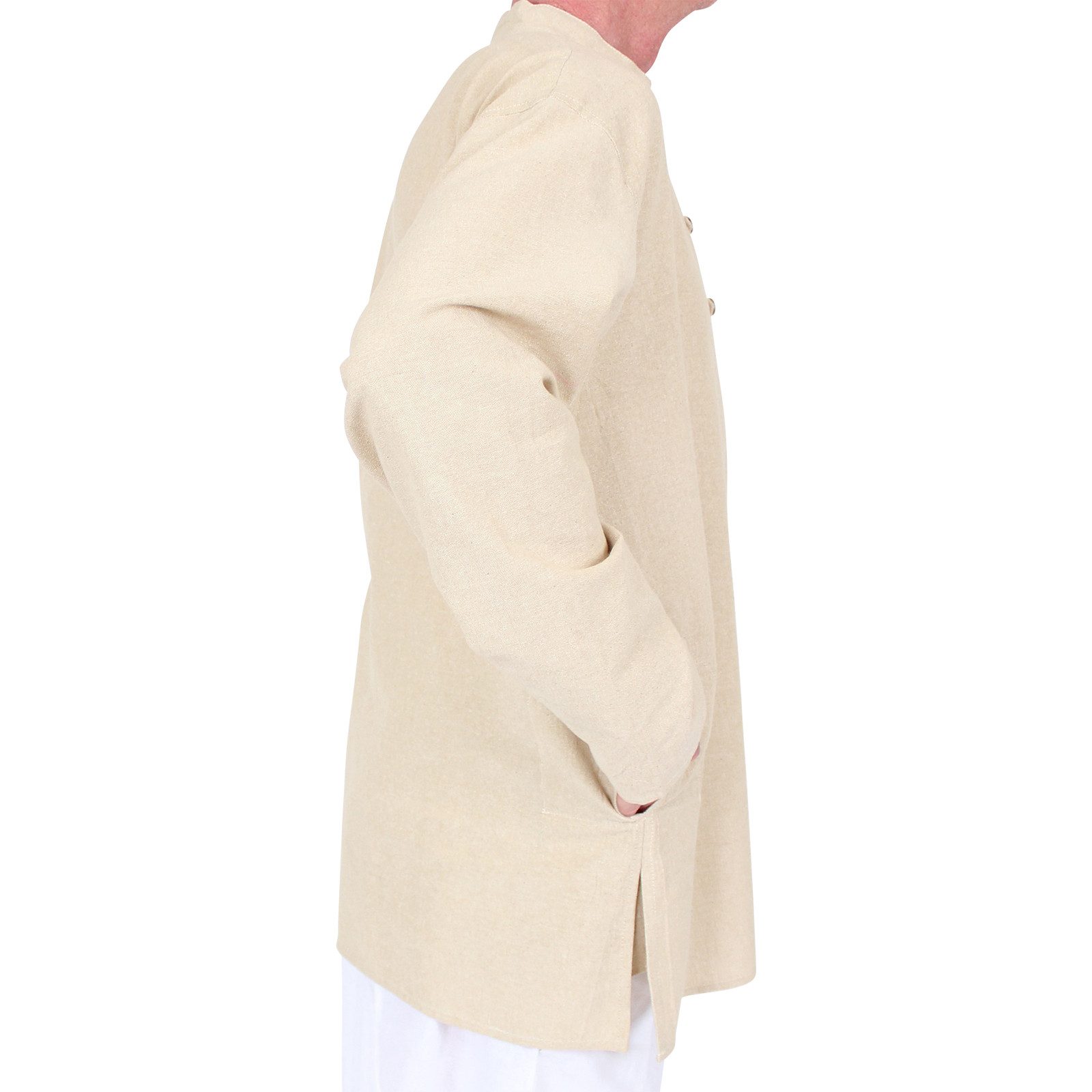 BUDDHA arts&more Langarmhemd Traditionelles Nepalhemd Kurta Fishermanhemd Langarm